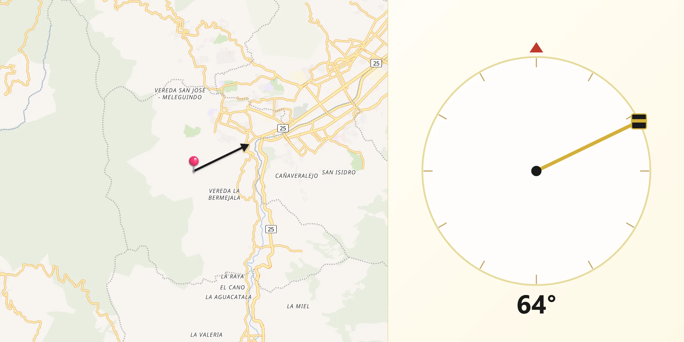 Dirección de la Qibla desde La Estrella