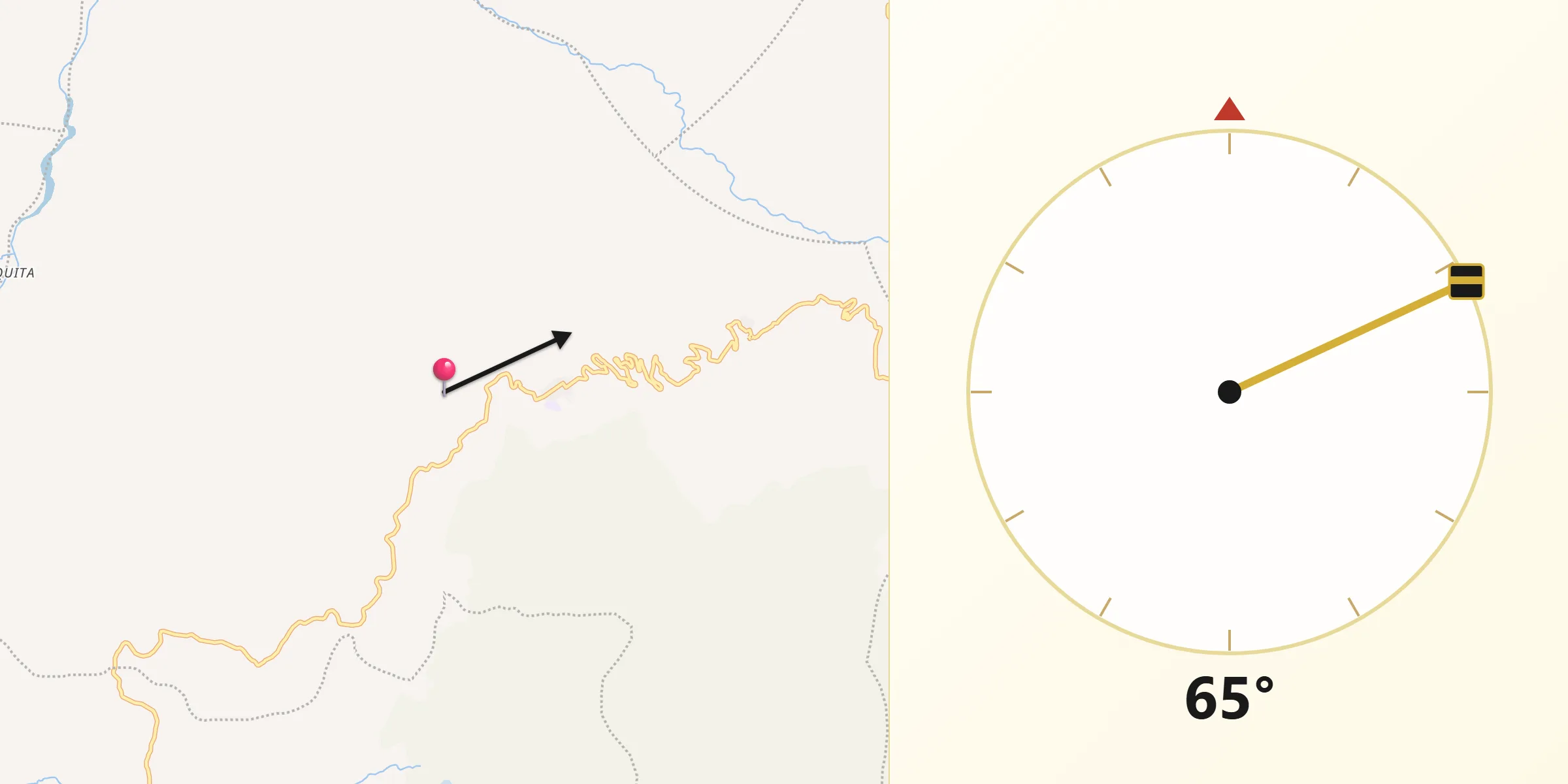Dirección de la Qibla desde Jericó