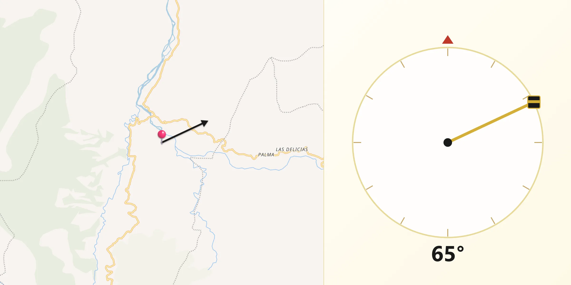 Dirección de la Qibla desde Charalá