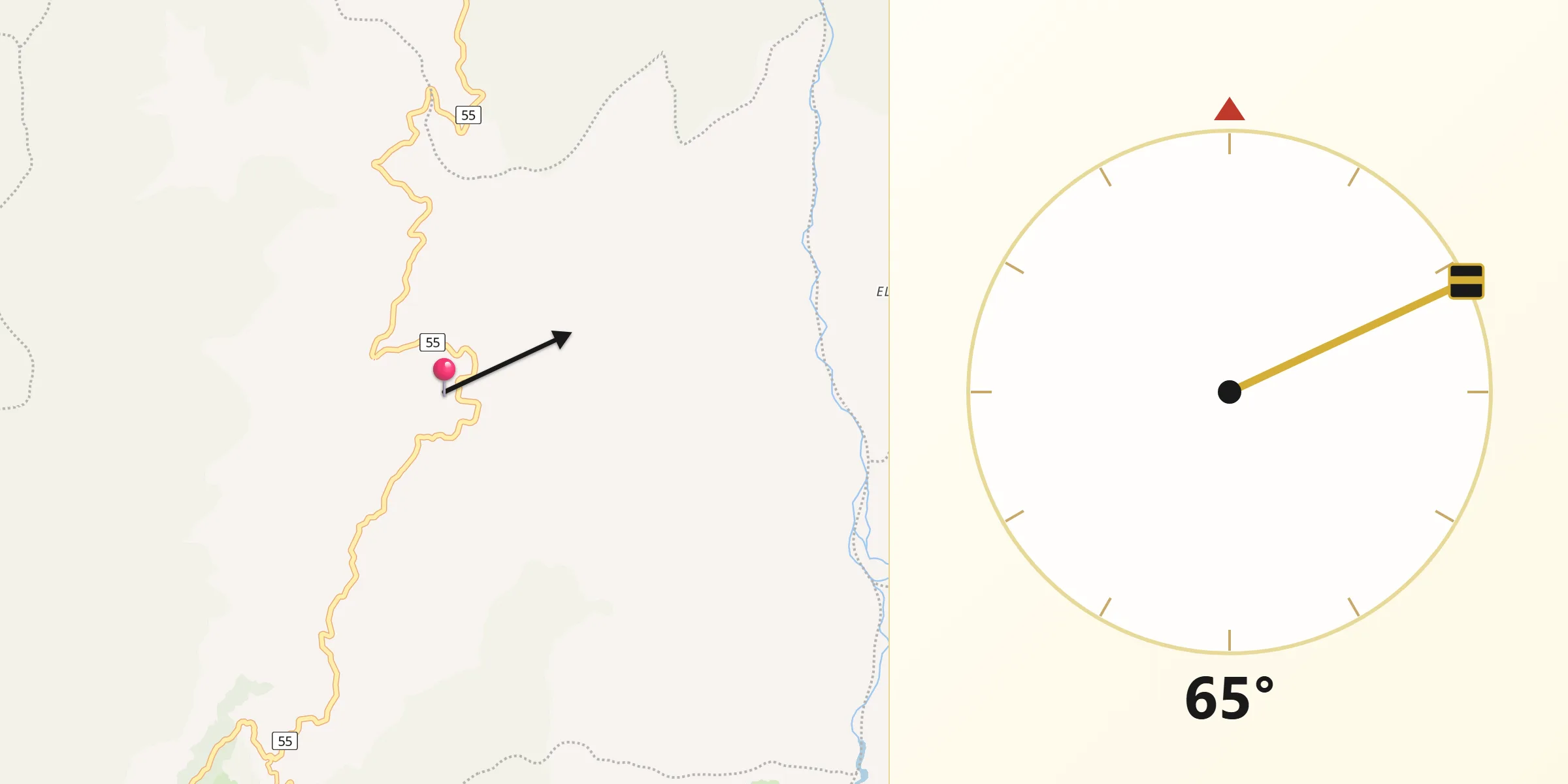 Dirección de la Qibla desde Susacón