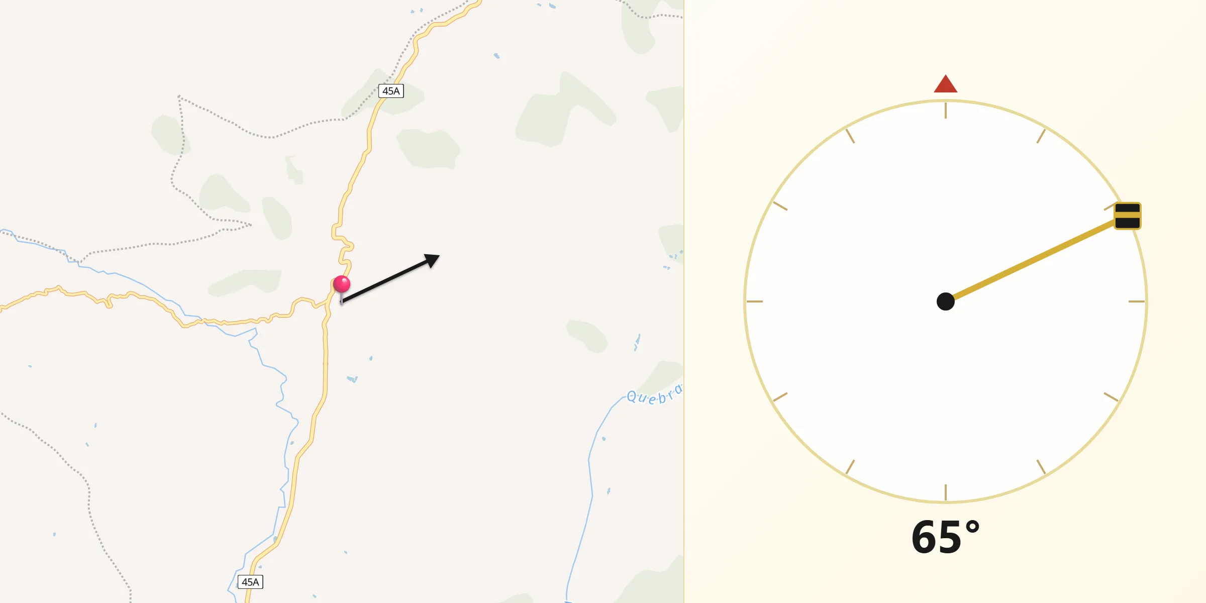 Dirección de la Qibla desde Oiba