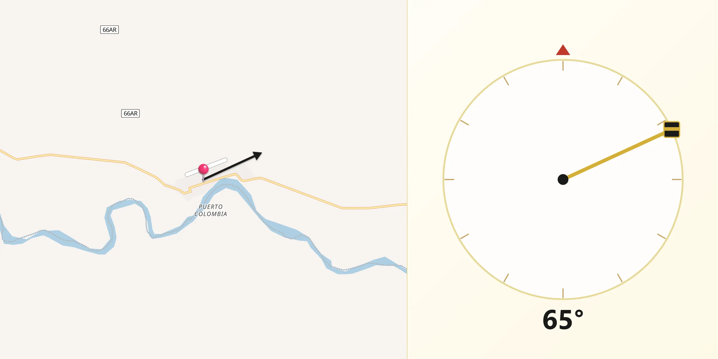 Dirección de la Qibla desde Puerto Rondón