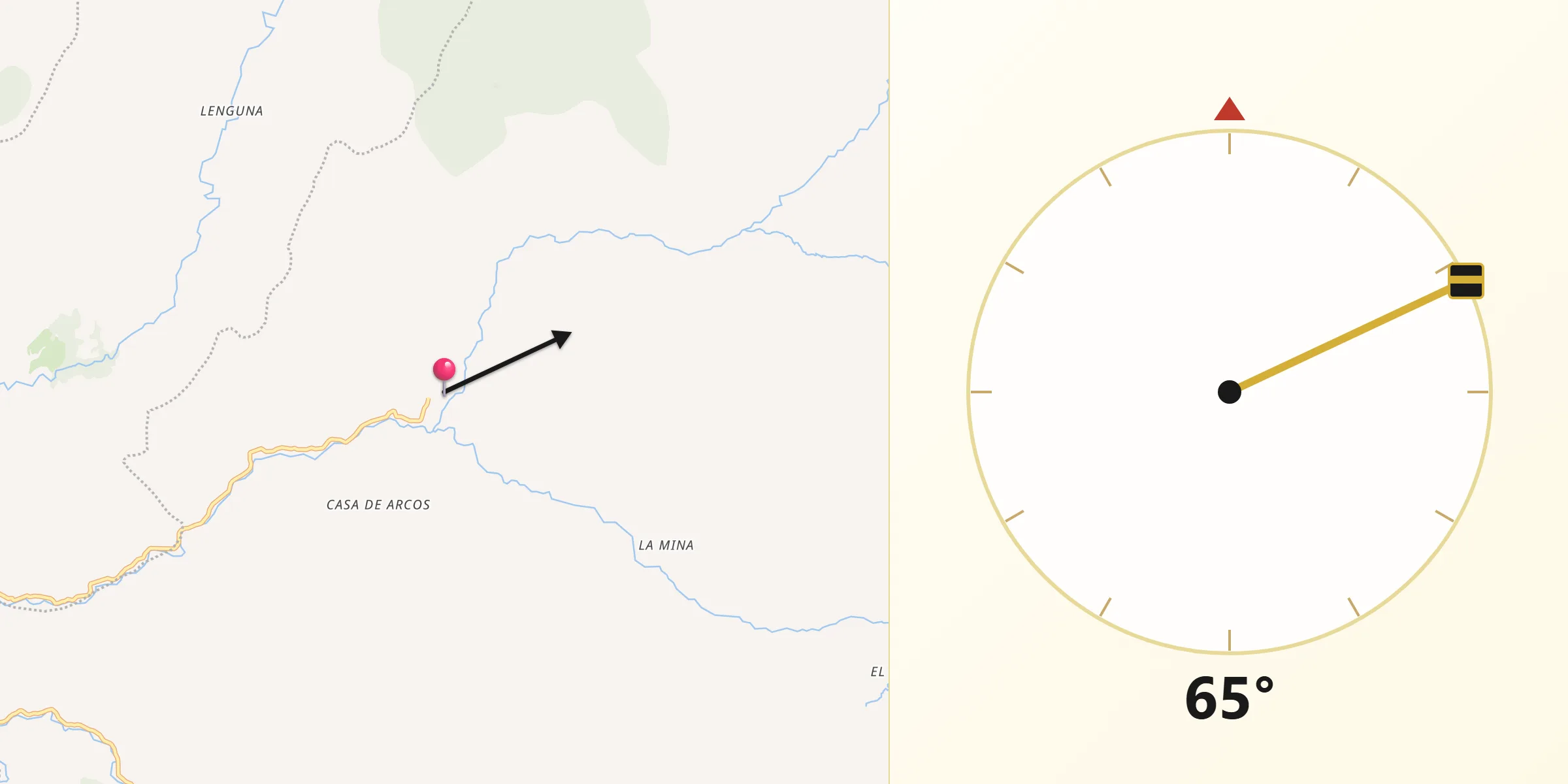 Dirección de la Qibla desde Coromoro