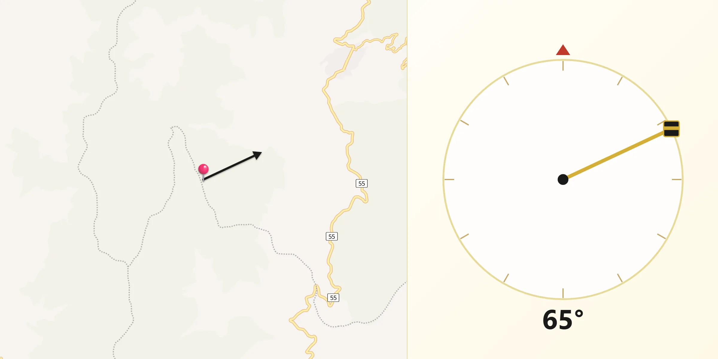 Dirección de la Qibla desde Soatá