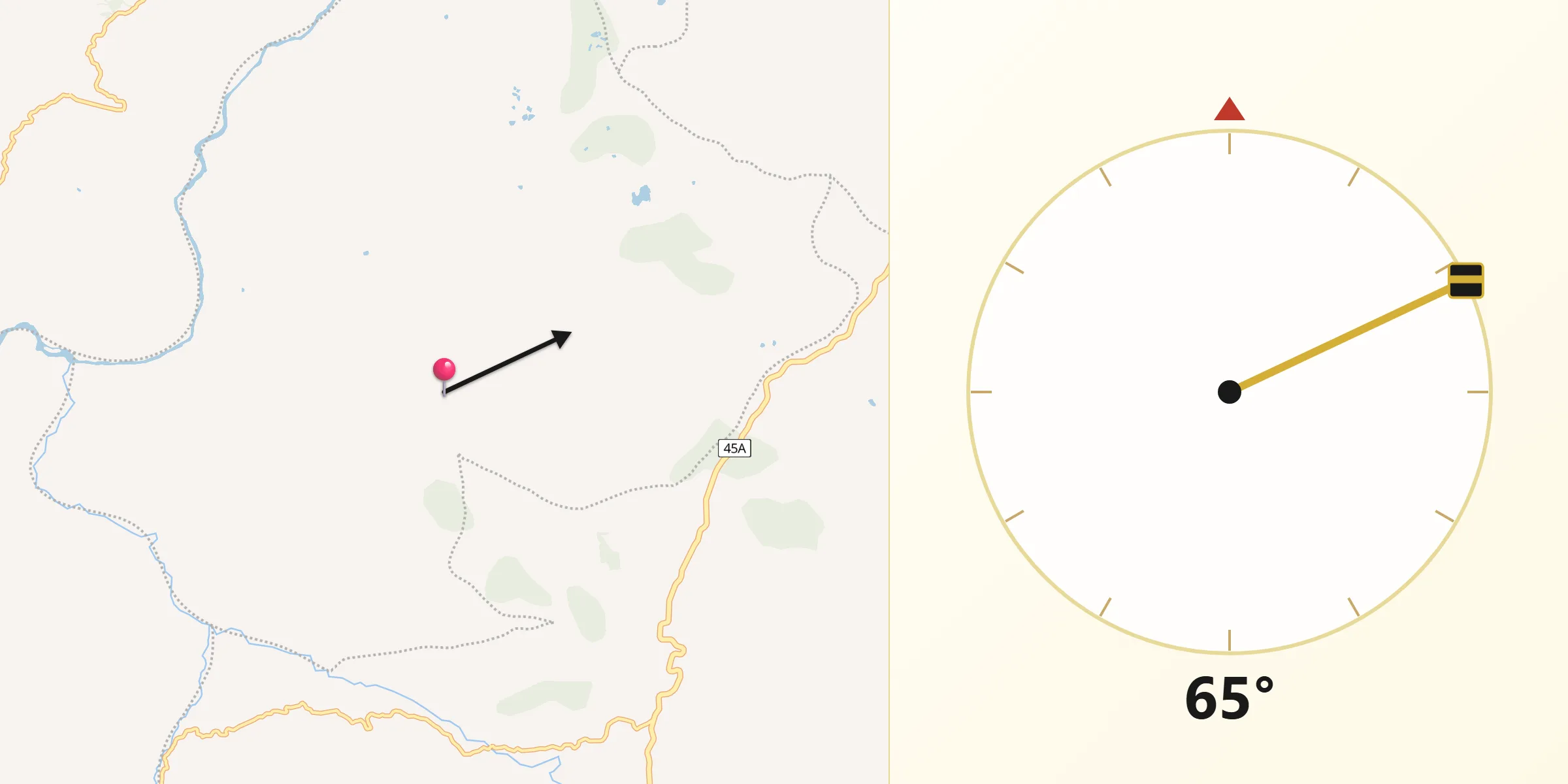 Dirección de la Qibla desde Guapotá