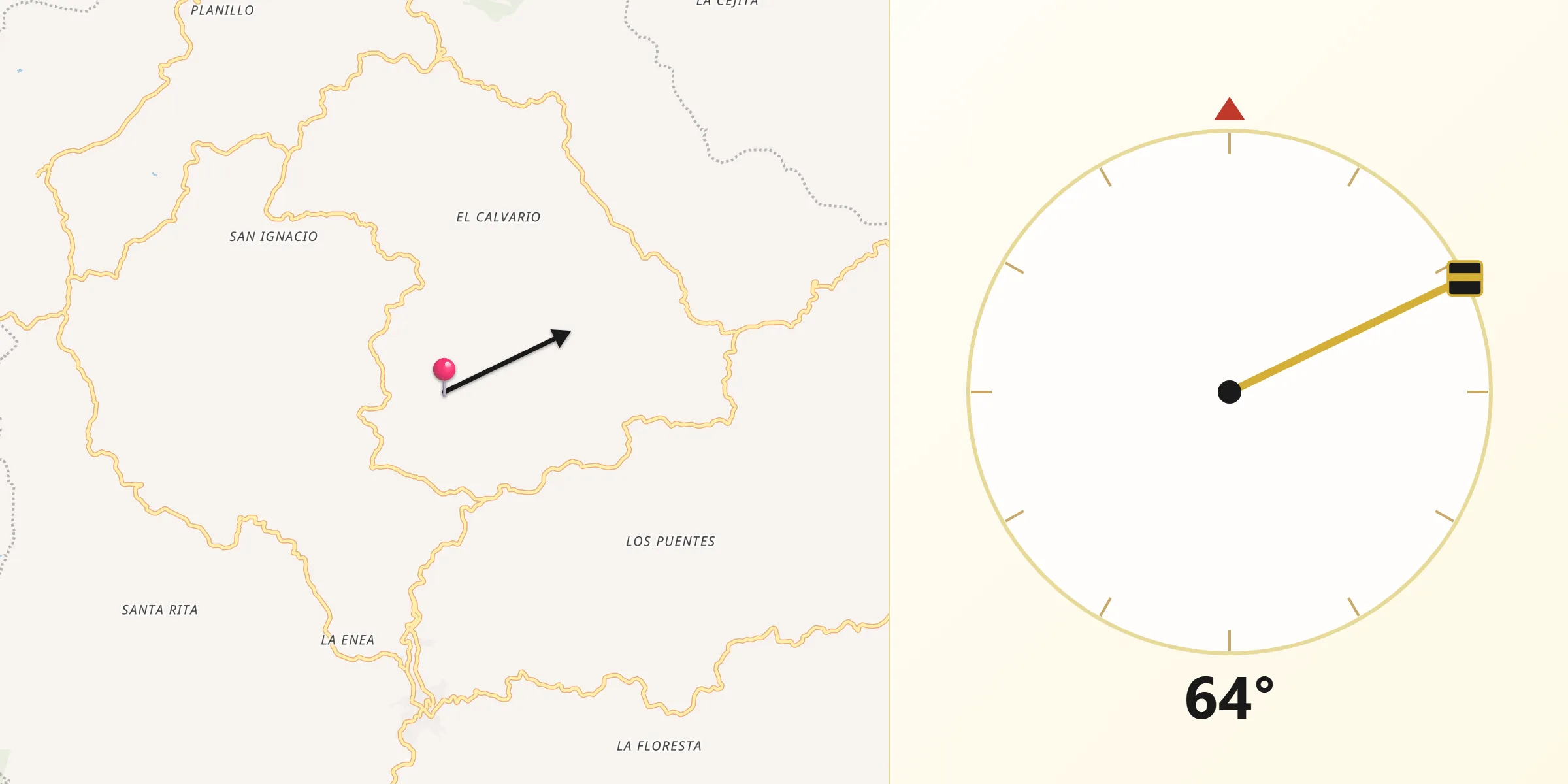 Dirección de la Qibla desde San Vicente Ferrer