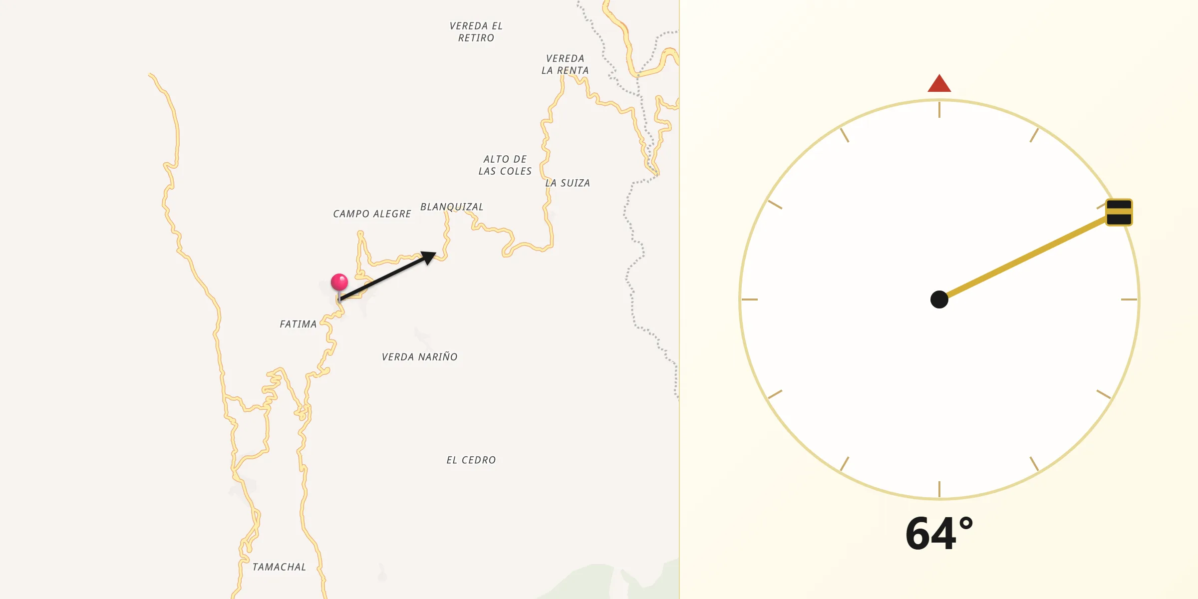 Dirección de la Qibla desde Ebéjico