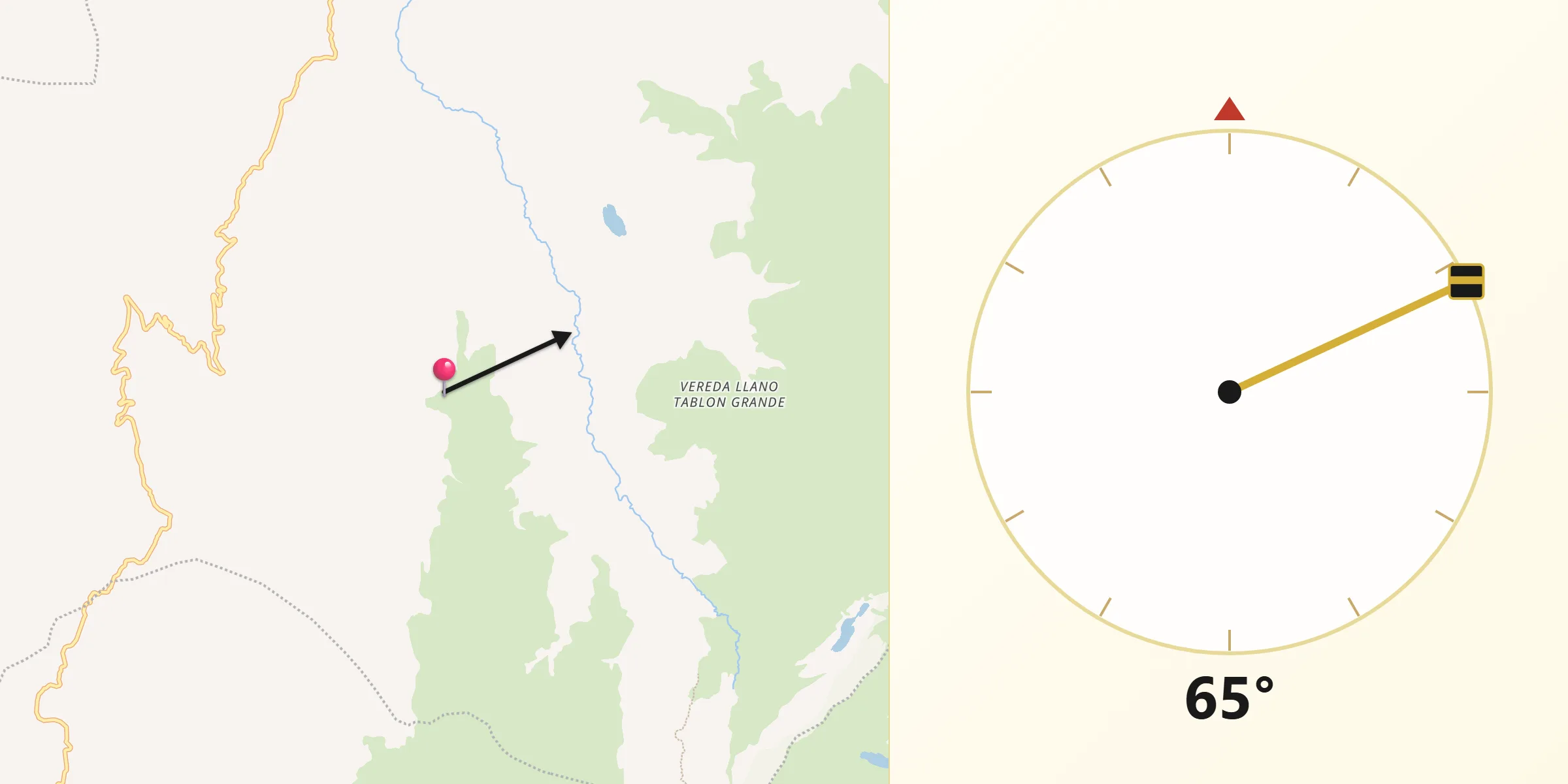 Dirección de la Qibla desde El Cocuy