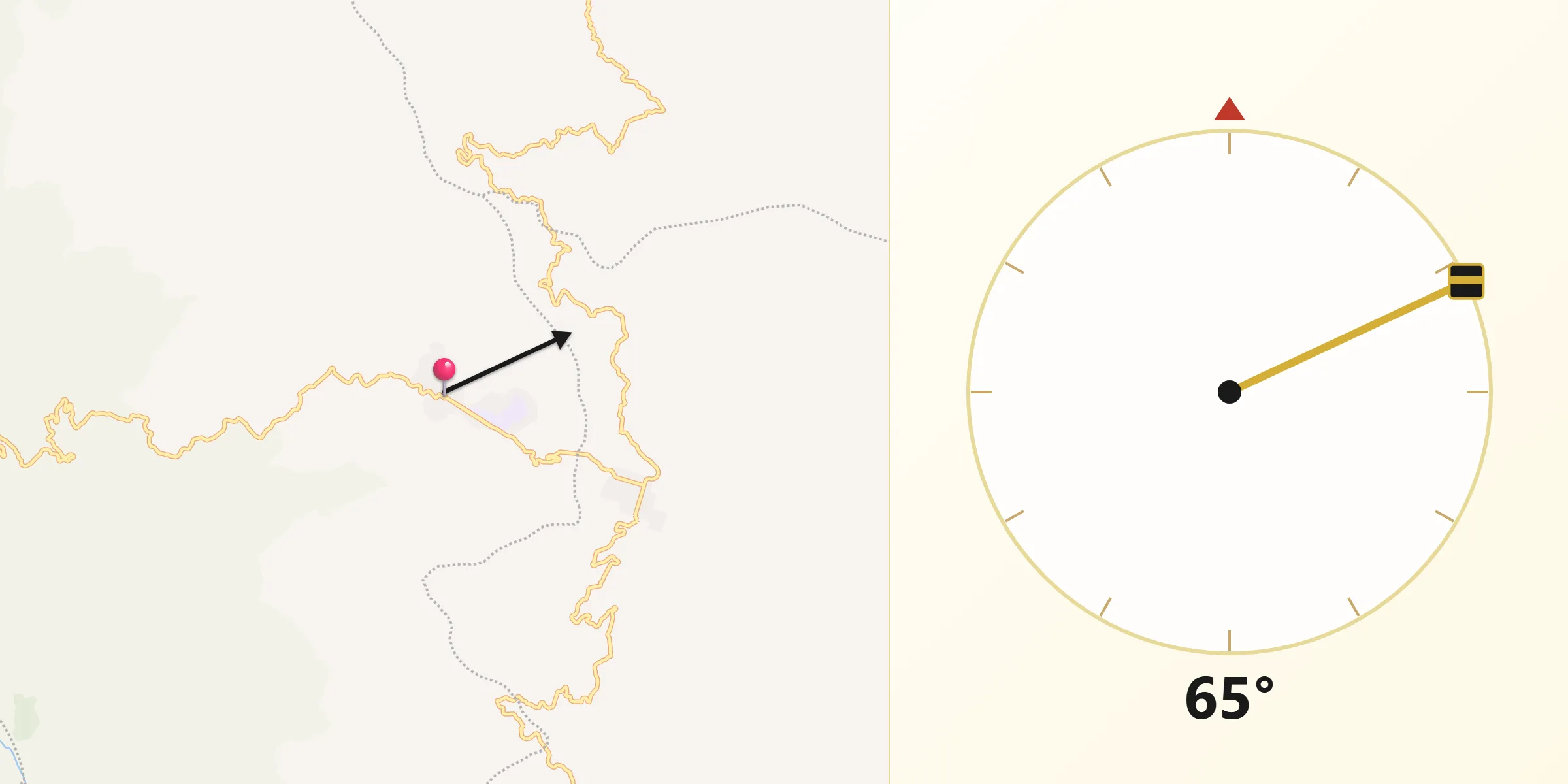 Dirección de la Qibla desde Boavita