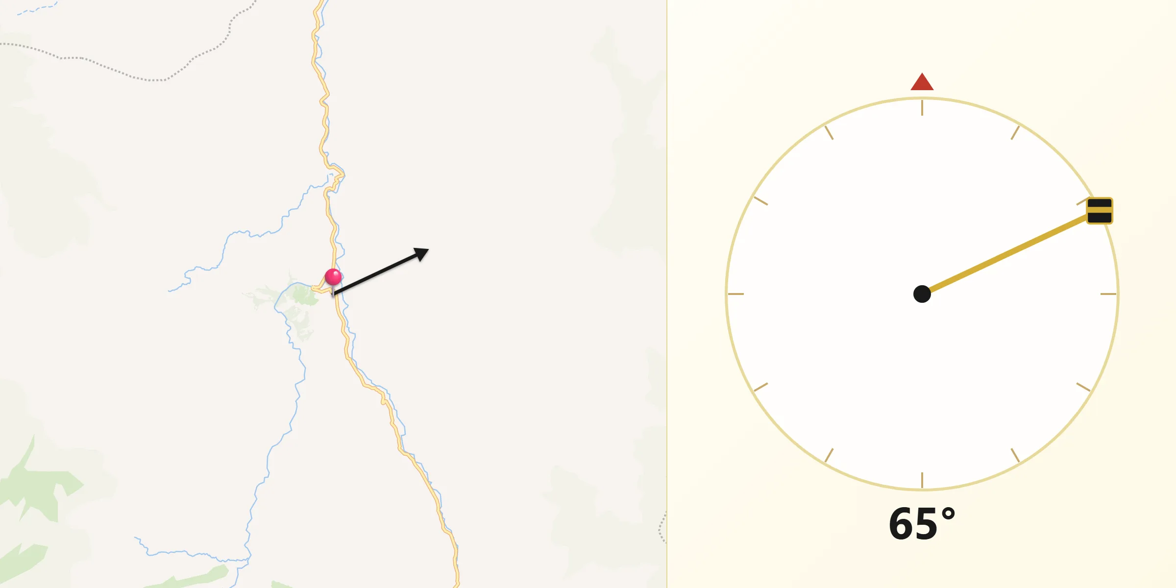 Dirección de la Qibla desde Onzaga