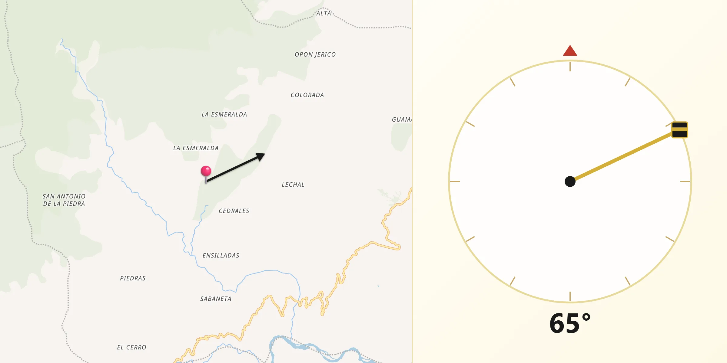 Dirección de la Qibla desde Chima