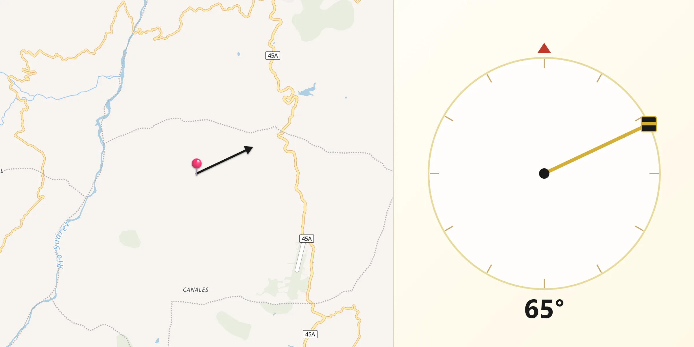Dirección de la Qibla desde Palmas del Socorro