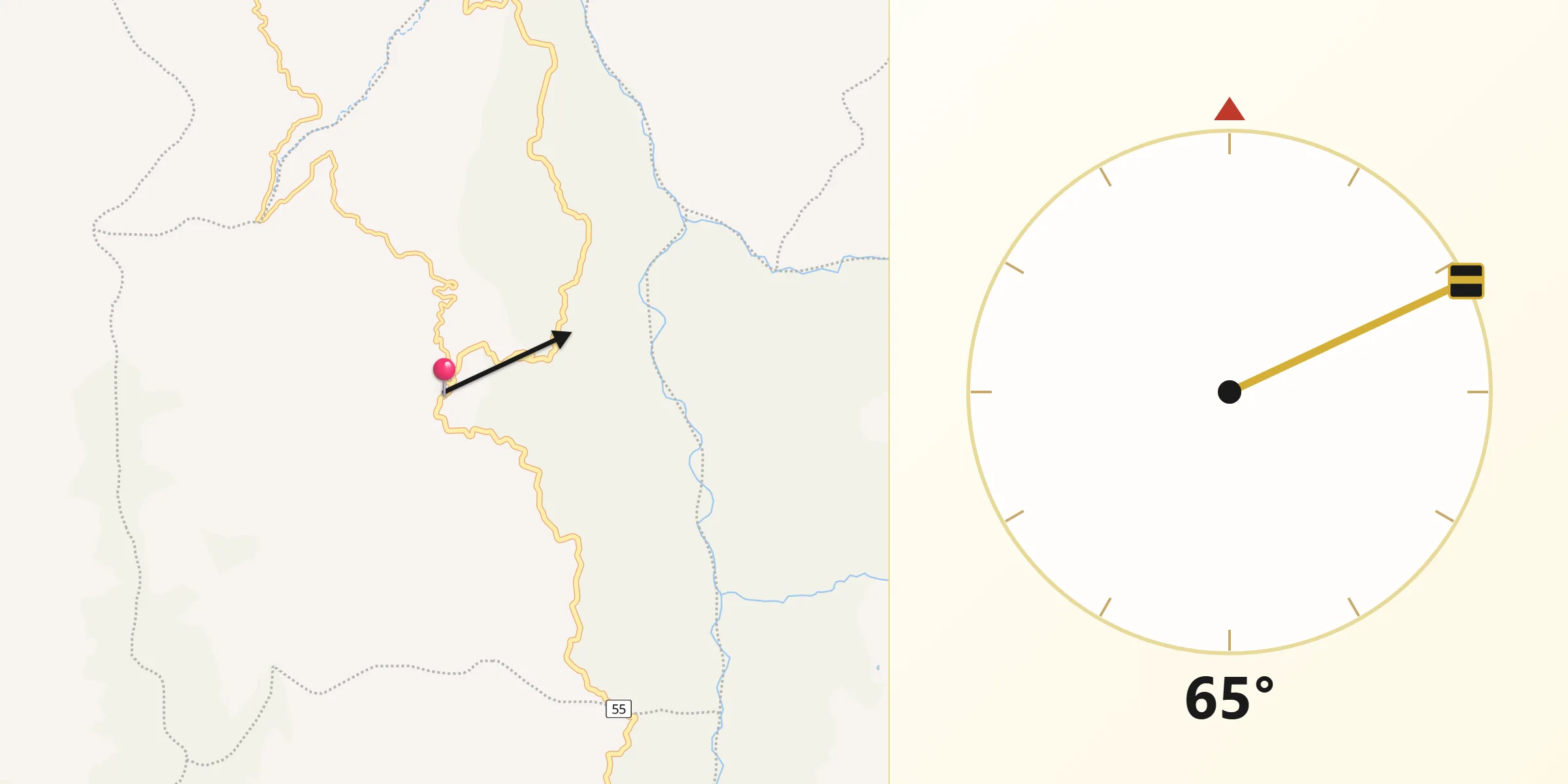 Dirección de la Qibla desde Tipacoque