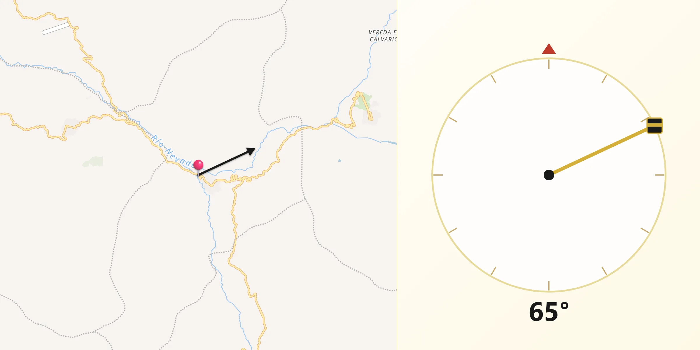 Dirección de la Qibla desde Panqueba