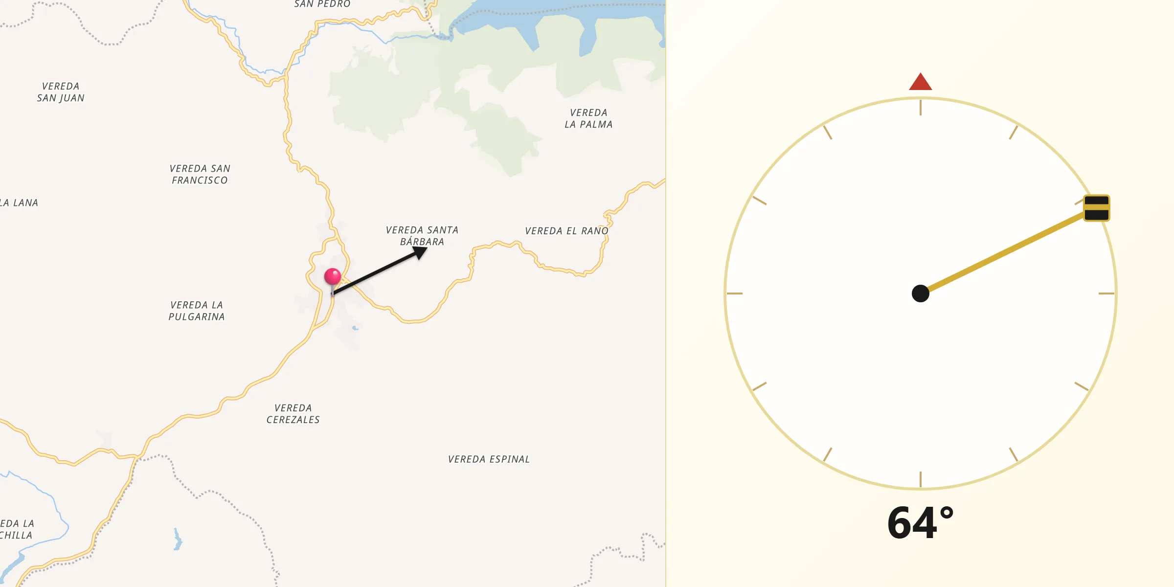 Dirección de la Qibla desde San Pedro de los Milagros