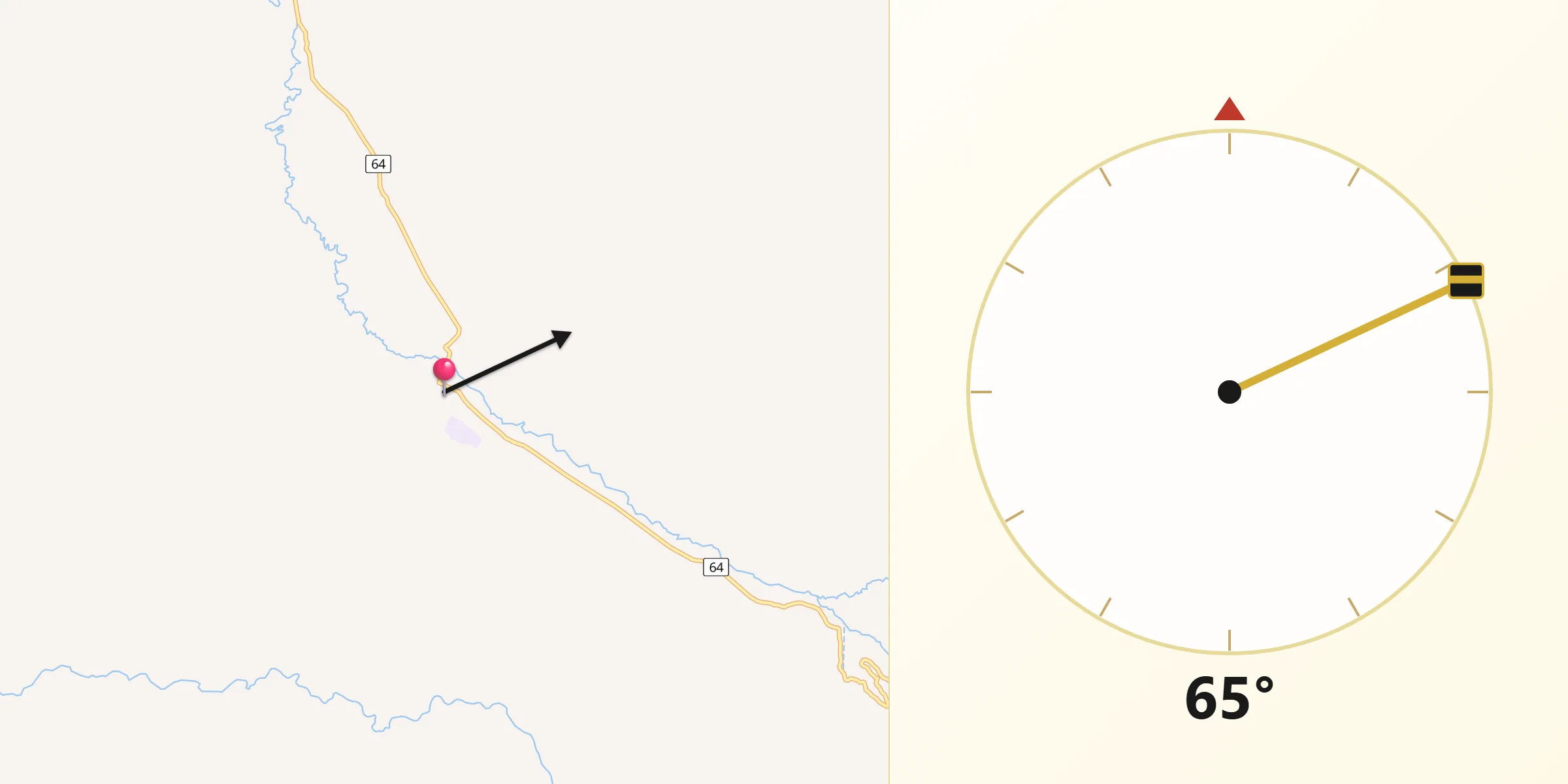 Dirección de la Qibla desde Mogotes