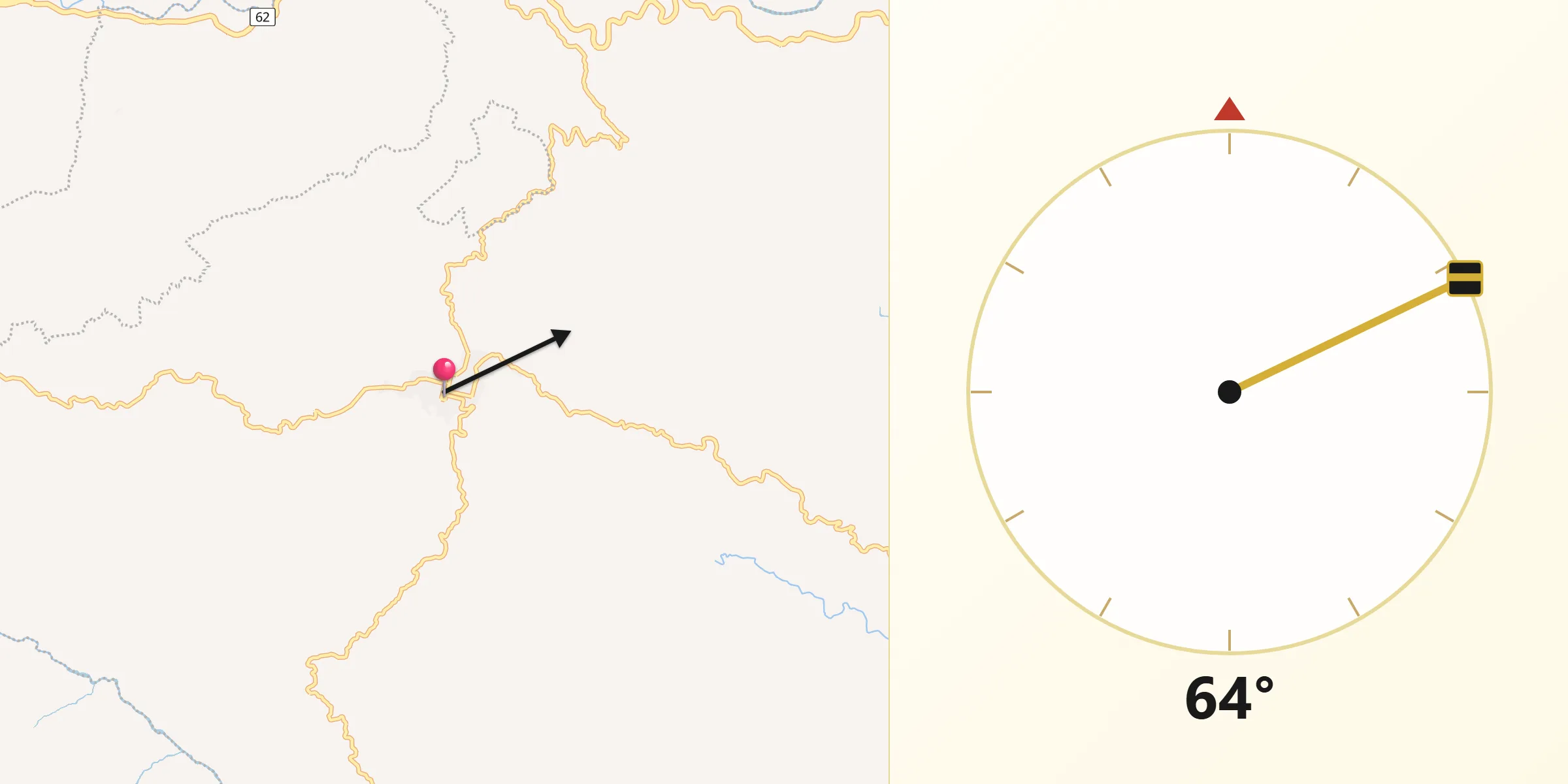 Dirección de la Qibla desde San Roque