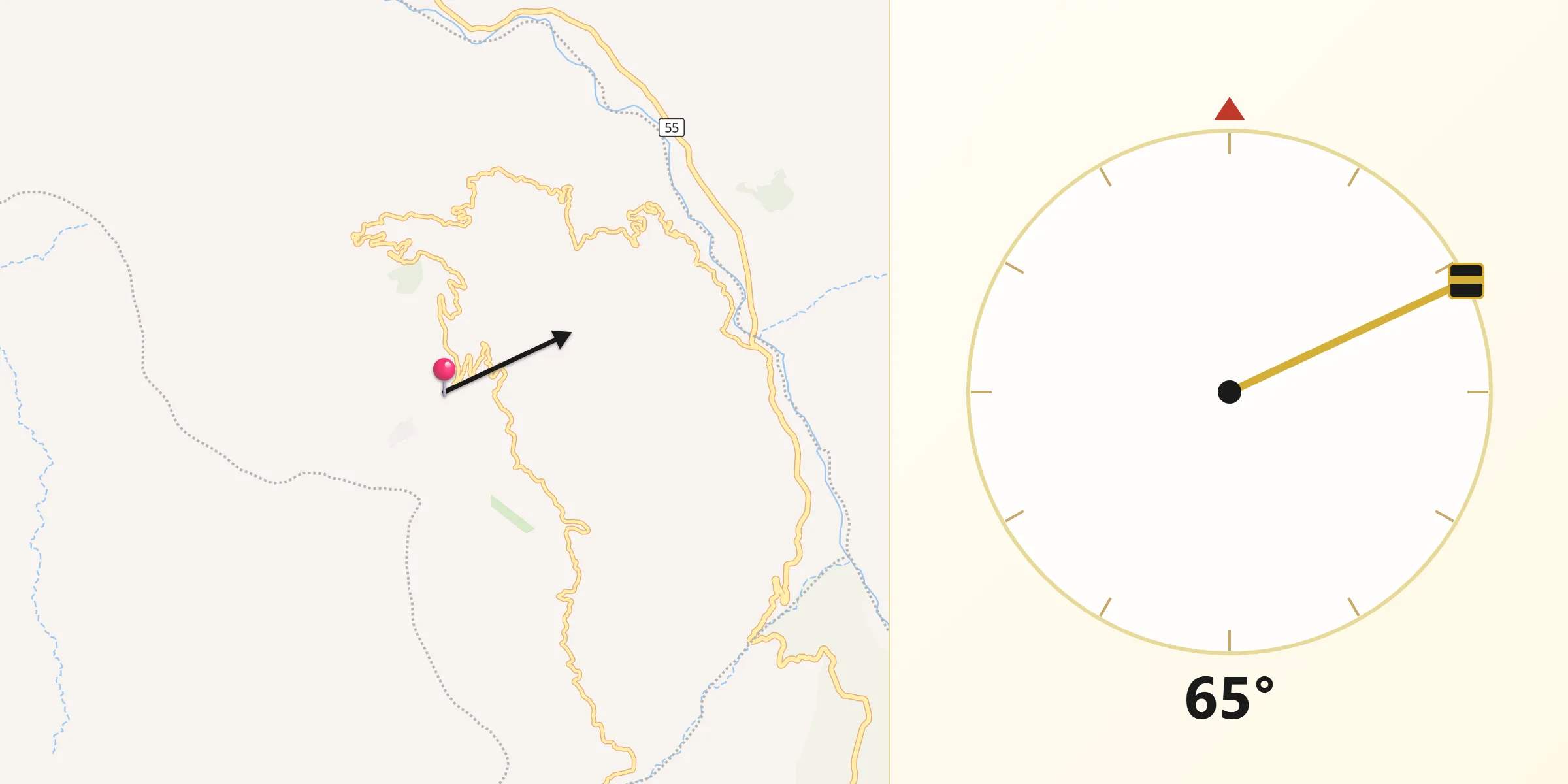 Dirección de la Qibla desde Covarachía