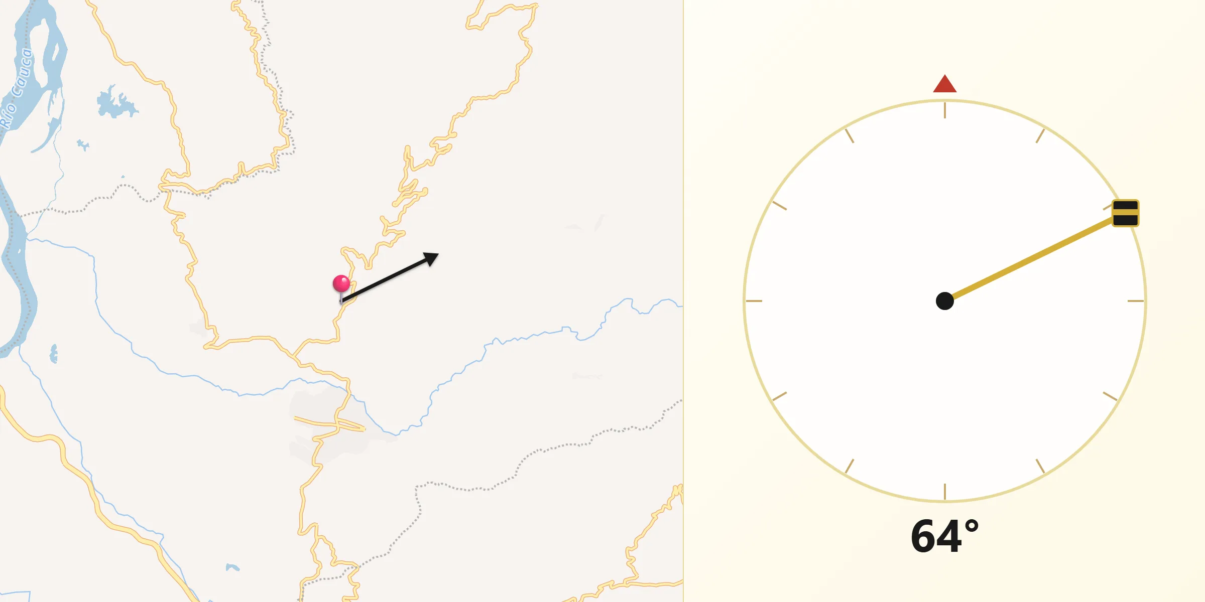 Dirección de la Qibla desde Sopetrán