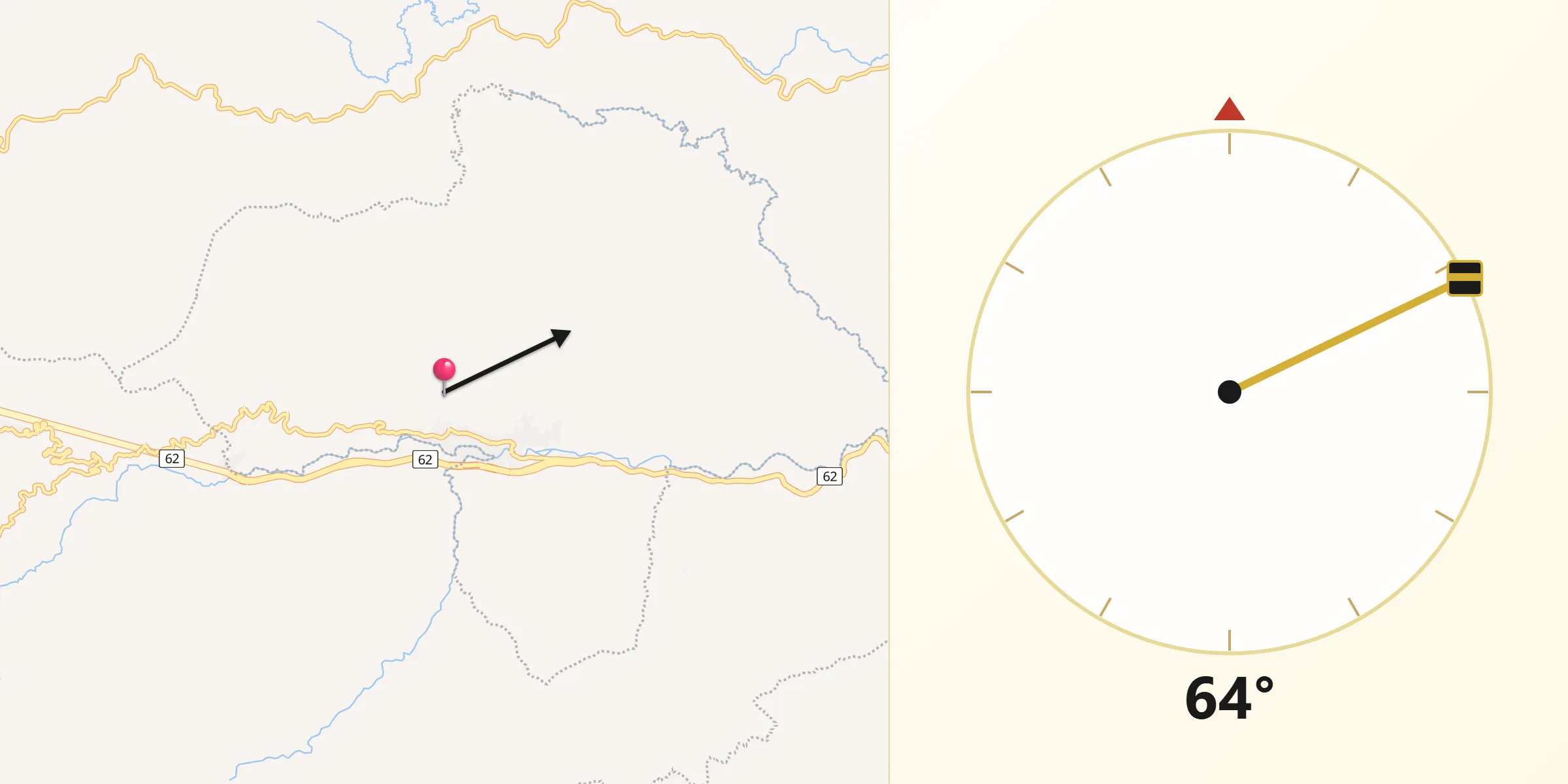 Dirección de la Qibla desde Cisneros