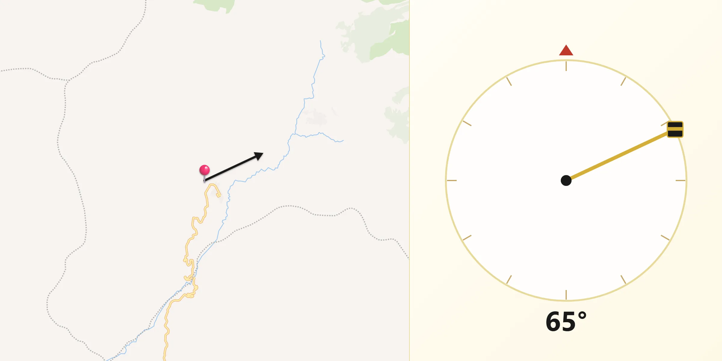 Dirección de la Qibla desde Chiscas