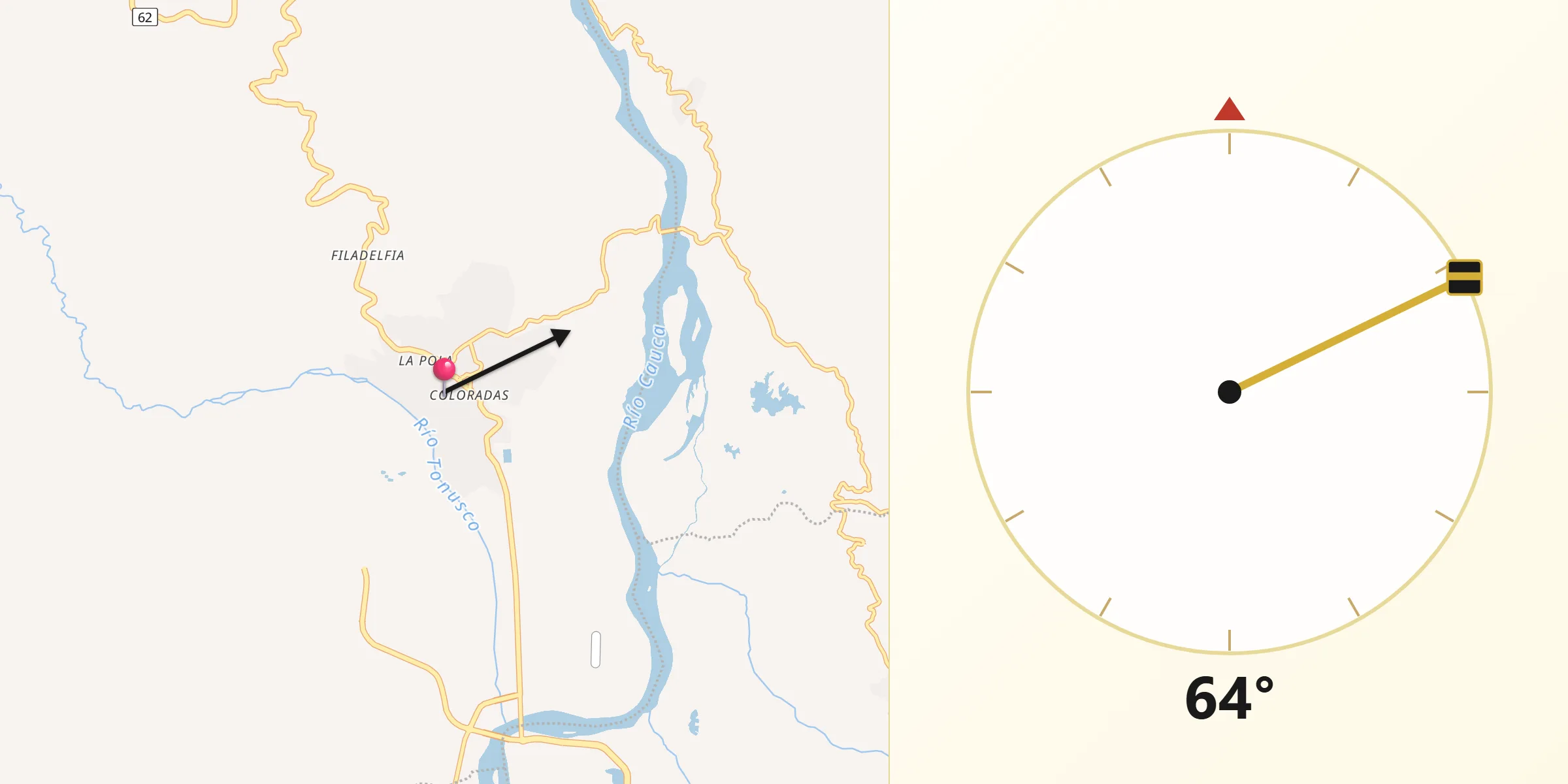 Dirección de la Qibla desde Santa Fe de Antioquia