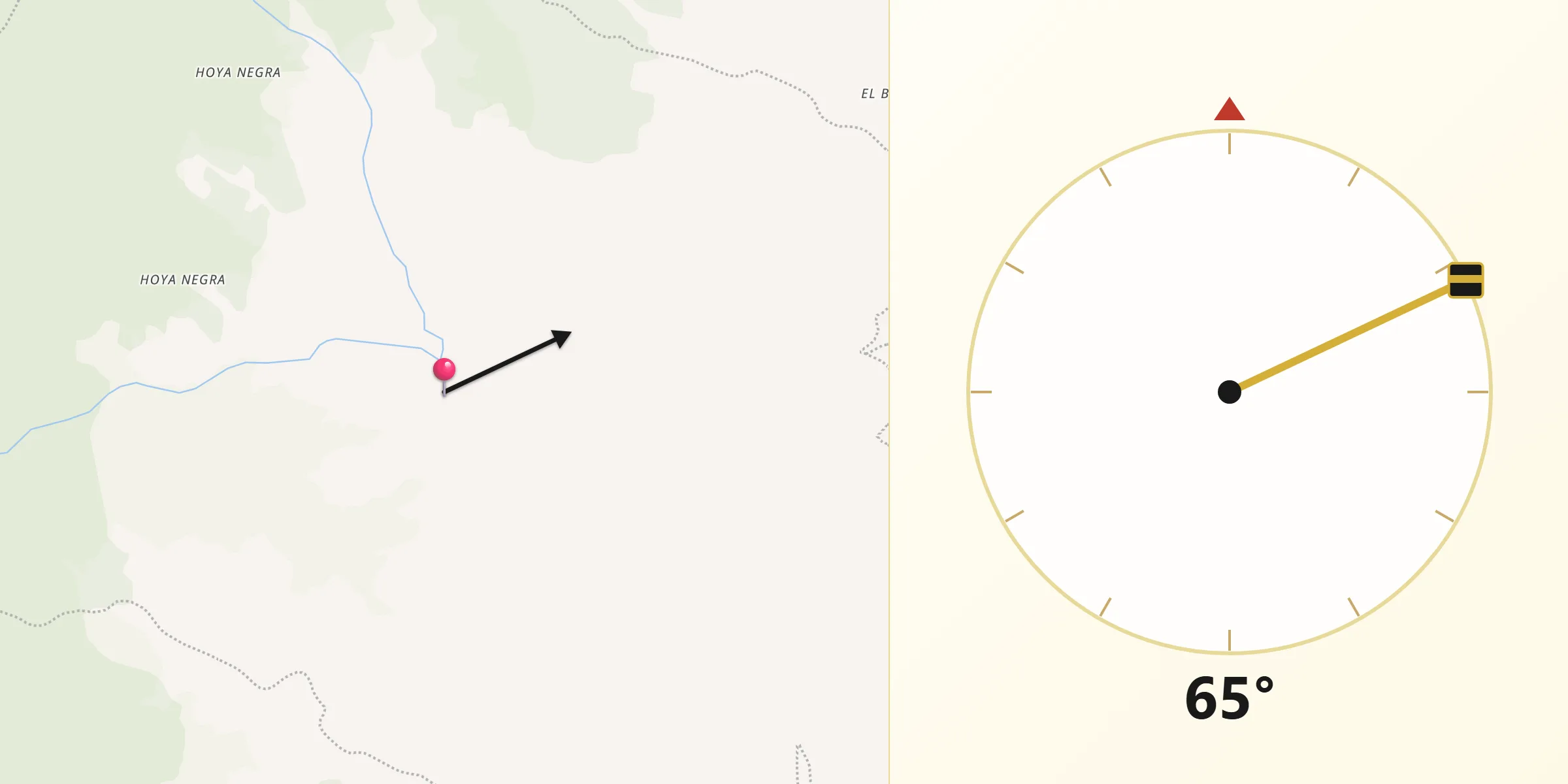 Dirección de la Qibla desde Hato