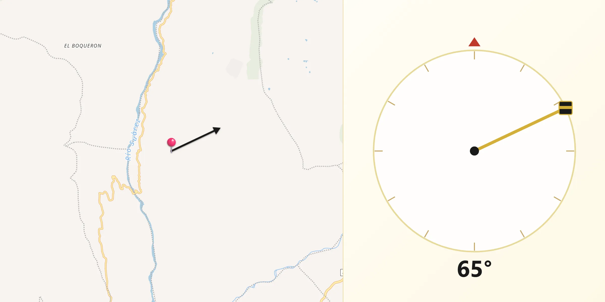 Dirección de la Qibla desde Cabrera