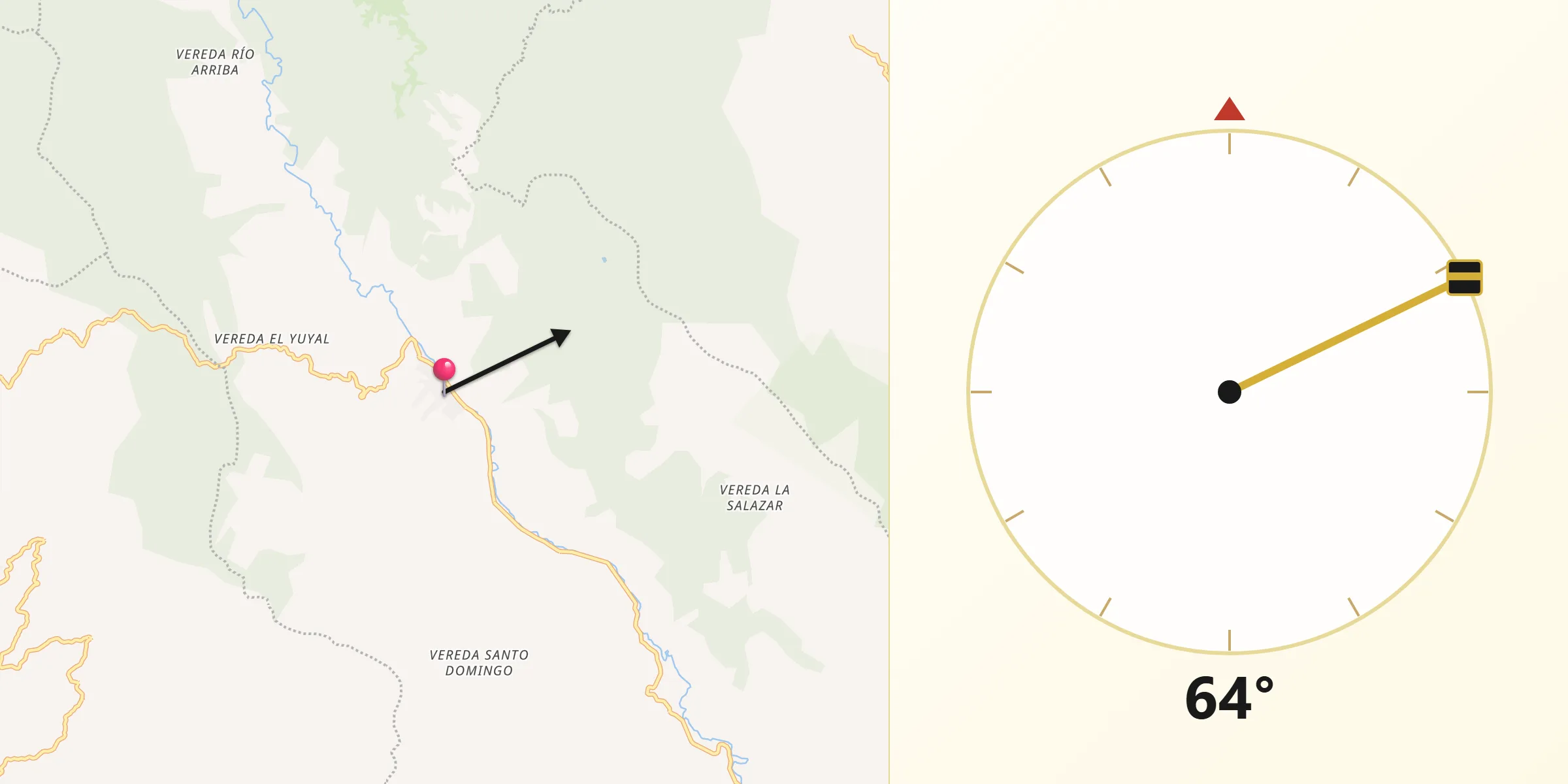 Dirección de la Qibla desde Belmira