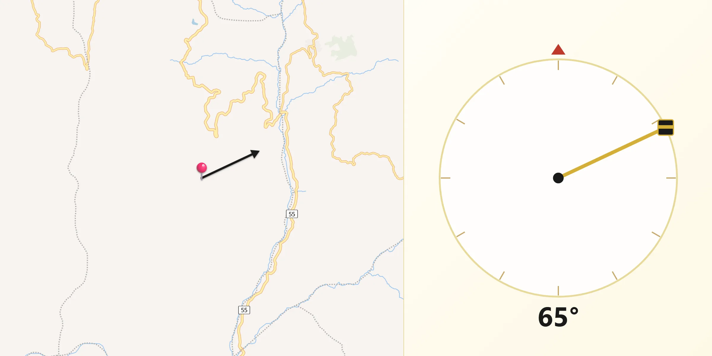 Dirección de la Qibla desde San José de Miranda