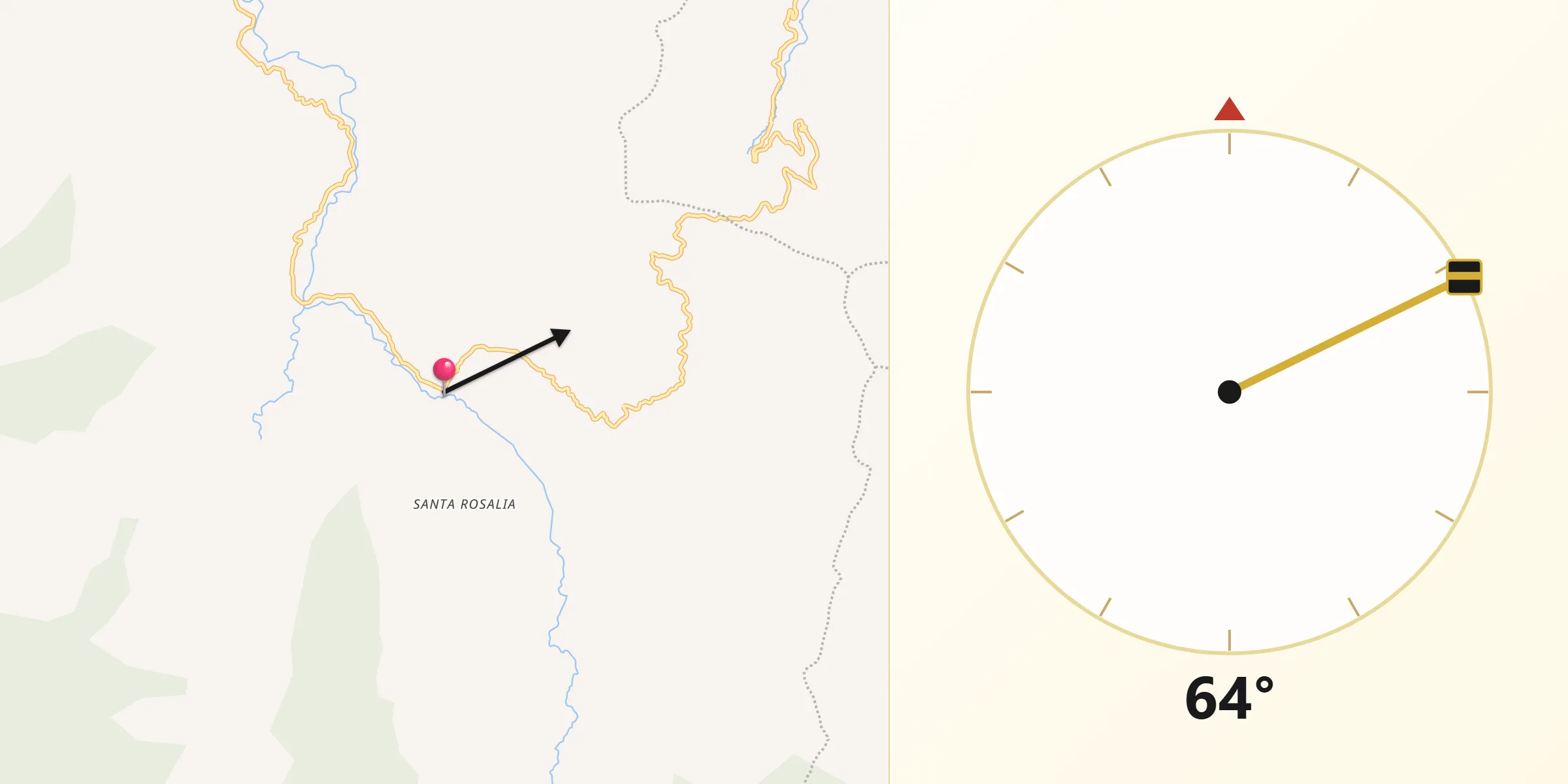 Dirección de la Qibla desde Abriaquí