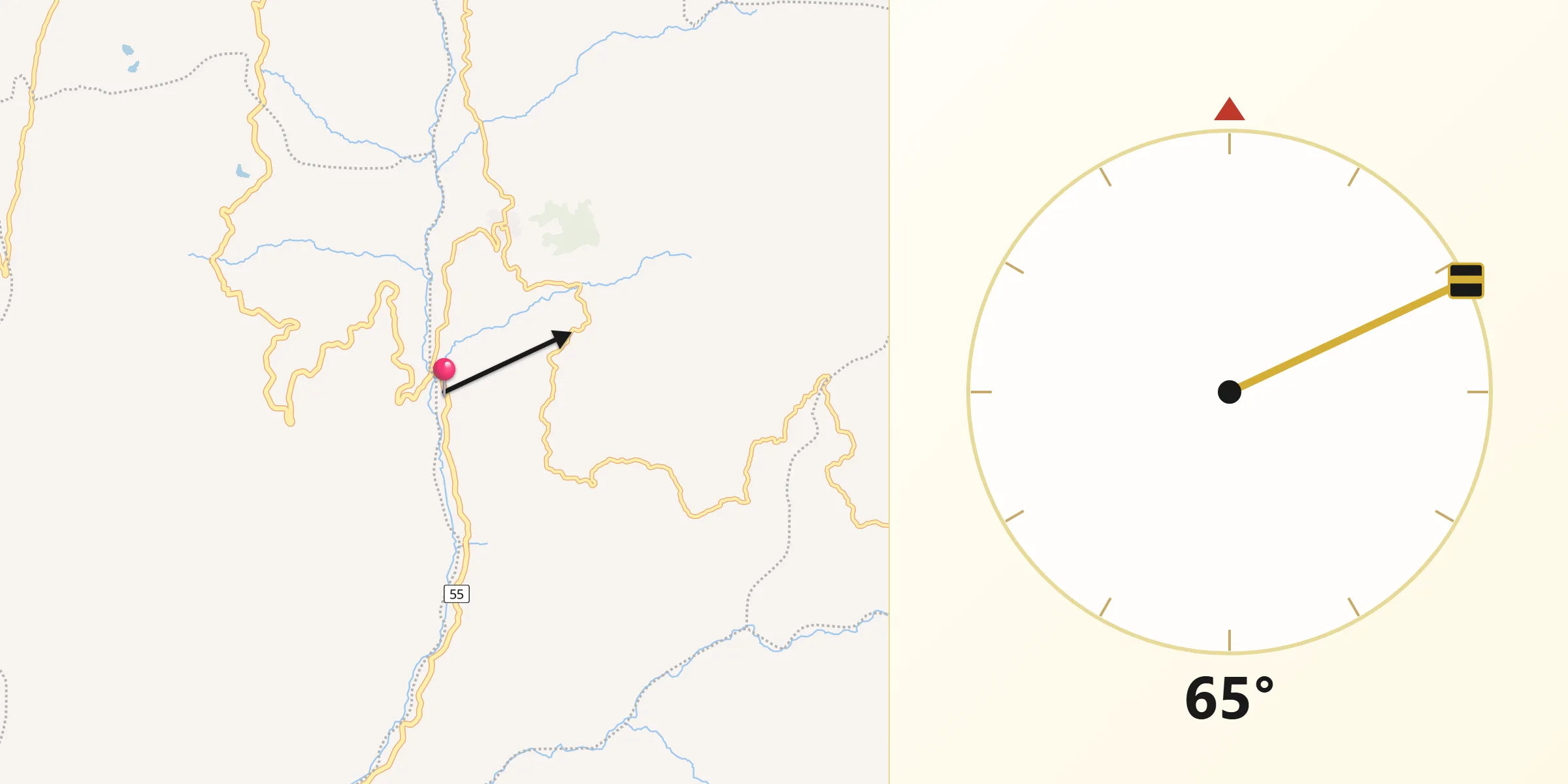 Dirección de la Qibla desde Enciso