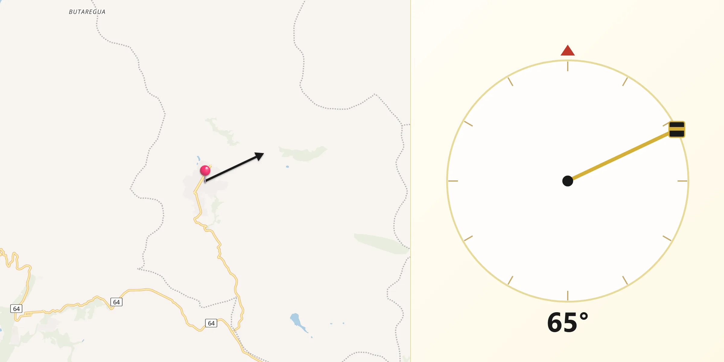Dirección de la Qibla desde Villanueva