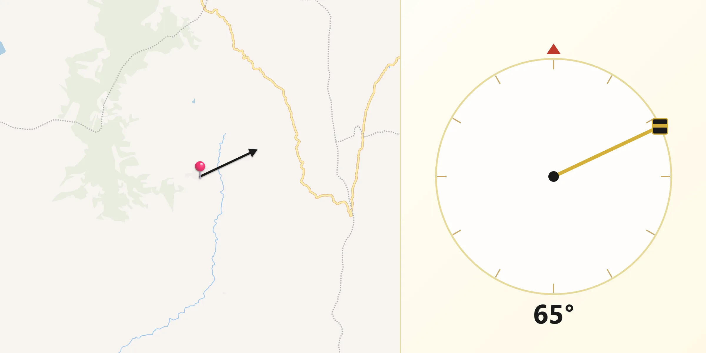 Dirección de la Qibla desde Molagavita