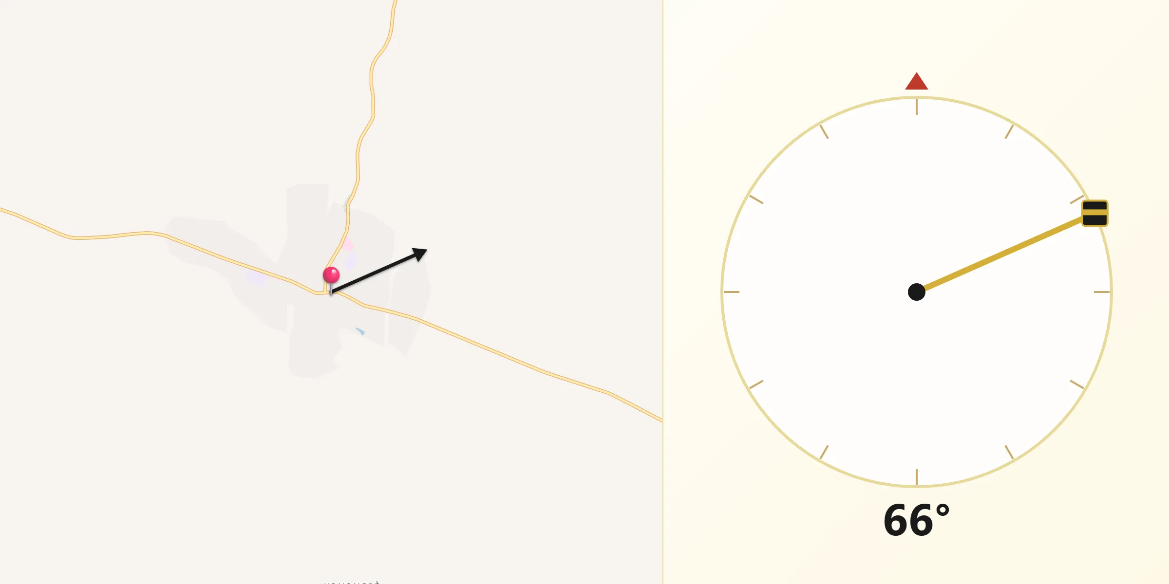 Direction vers la Qibla depuis Arrah