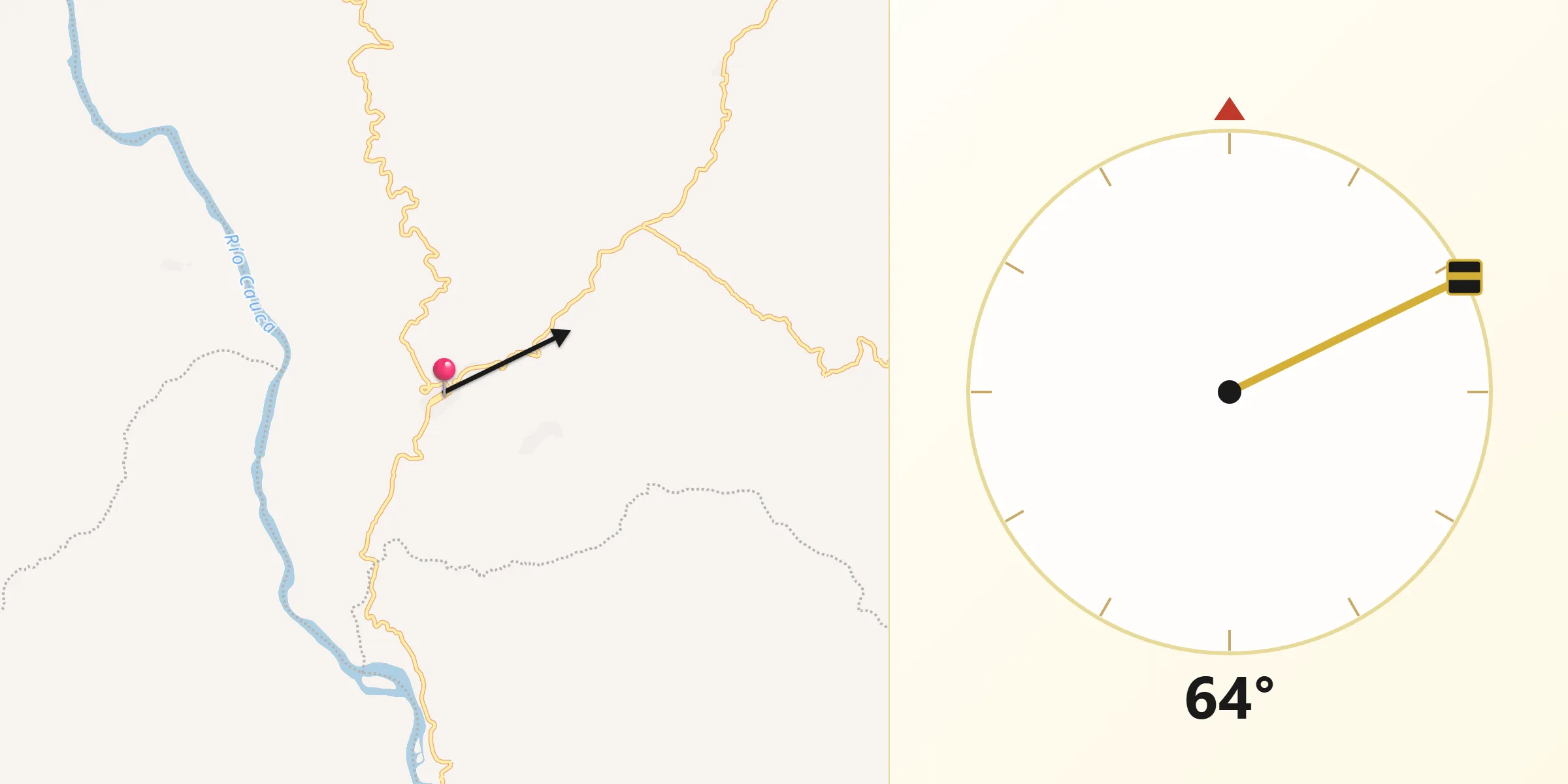 Dirección de la Qibla desde Liborina