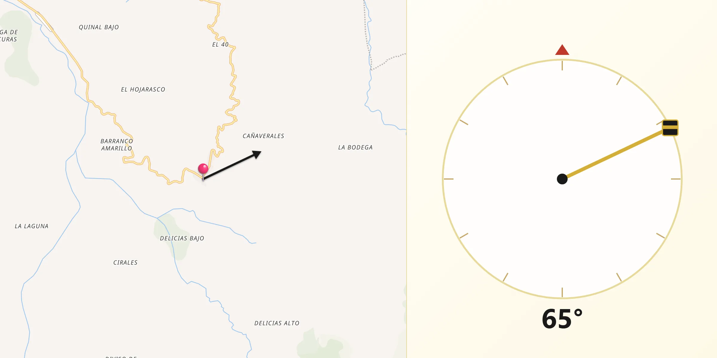 Dirección de la Qibla desde El Carmen de Chucurí