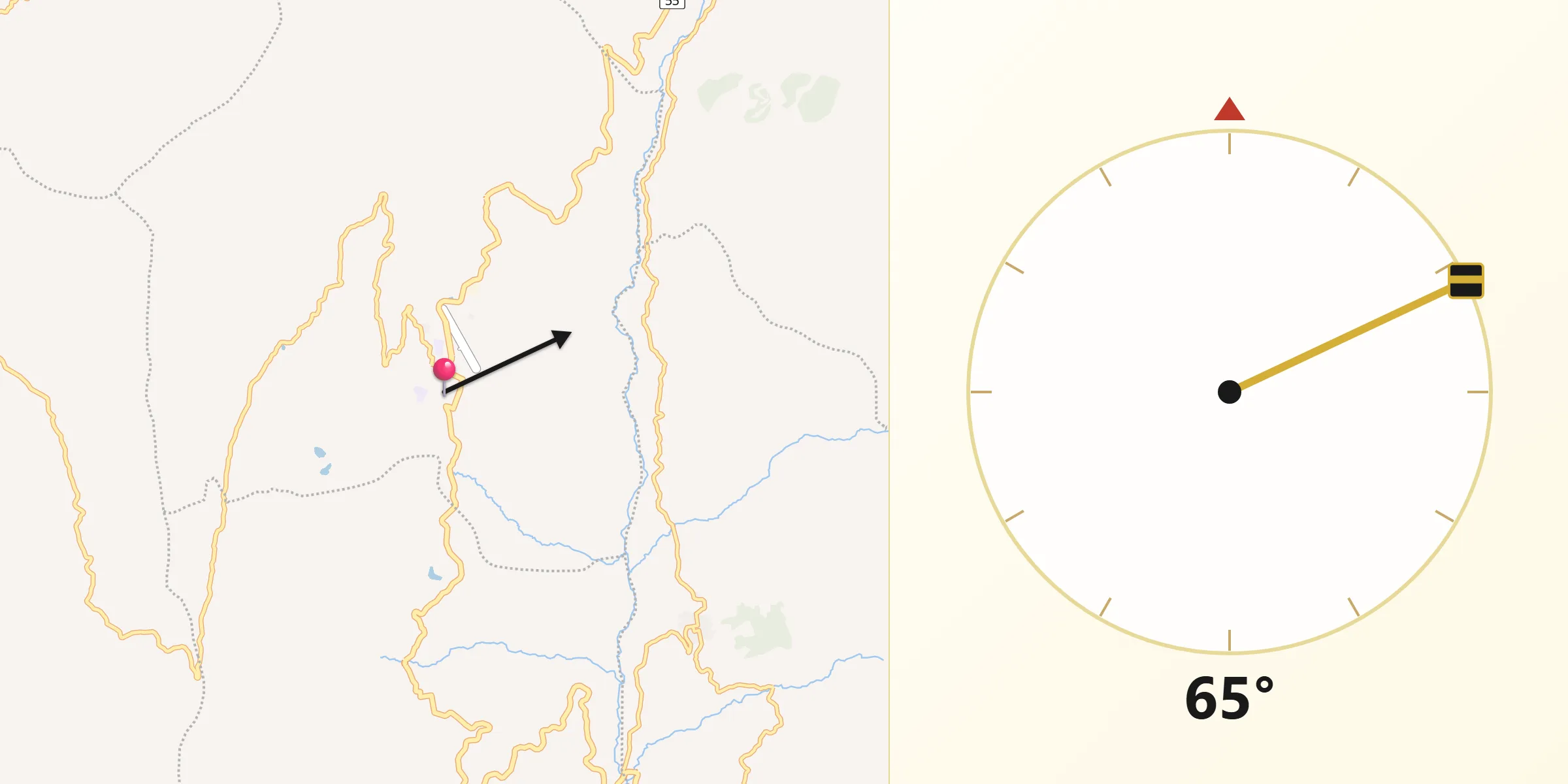 Dirección de la Qibla desde Málaga