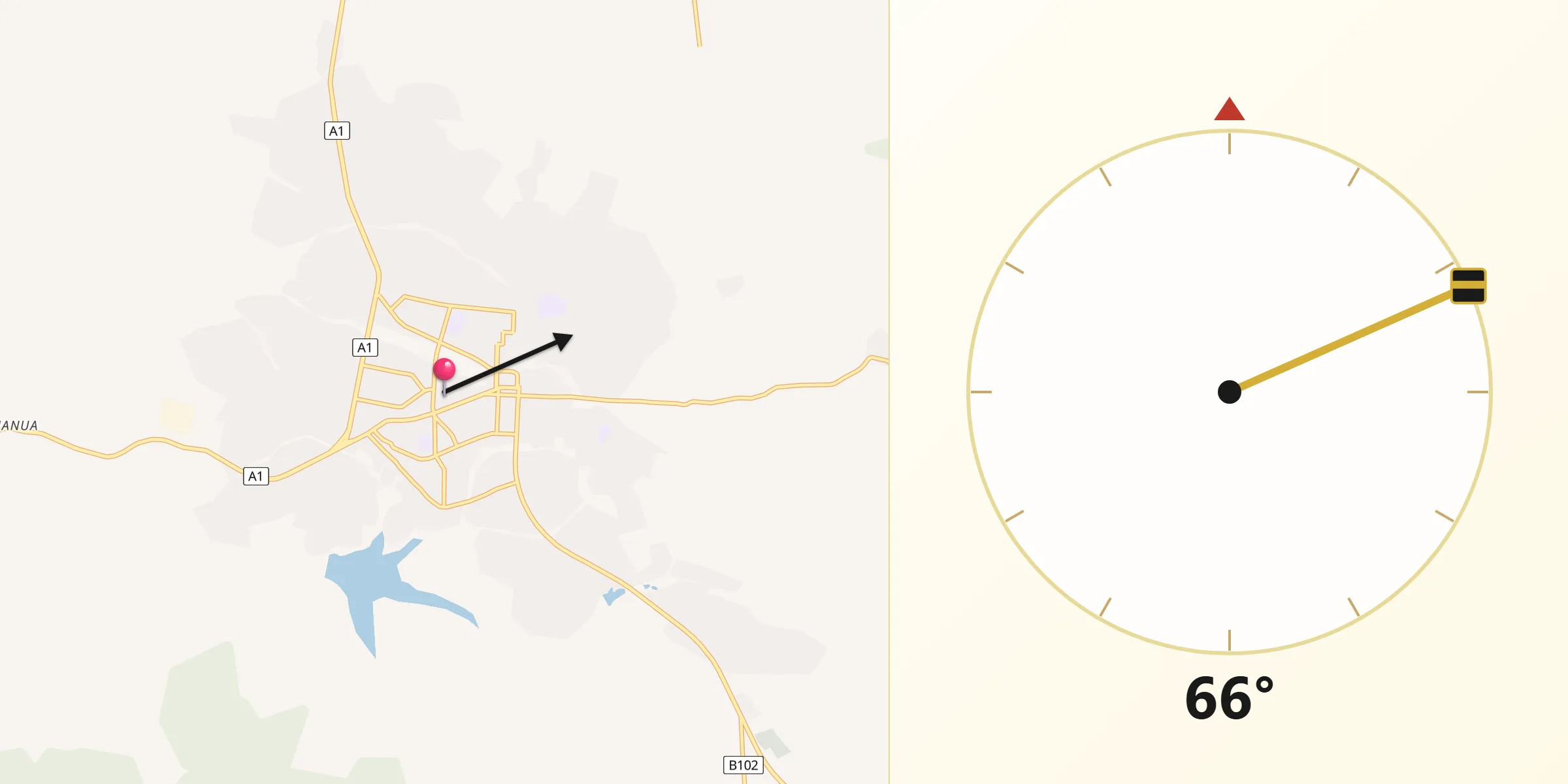 Direction vers la Qibla depuis Abengourou