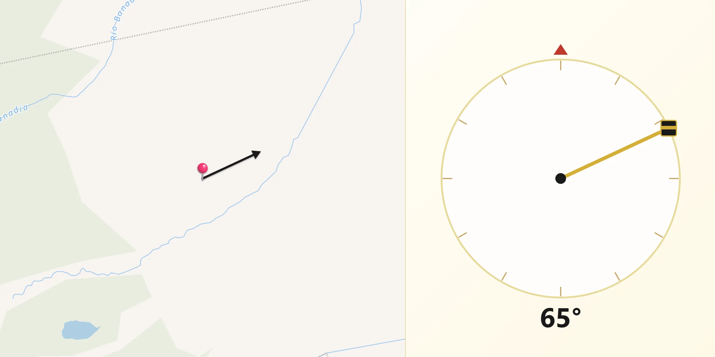 Dirección de la Qibla desde Fortul