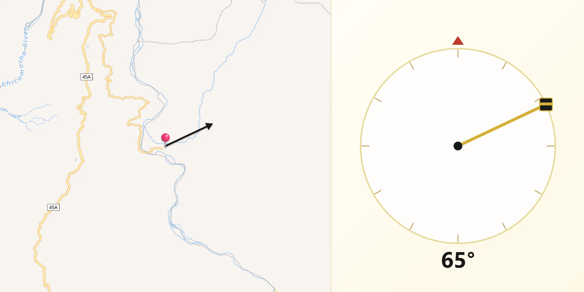 Dirección de la Qibla desde Cepitá