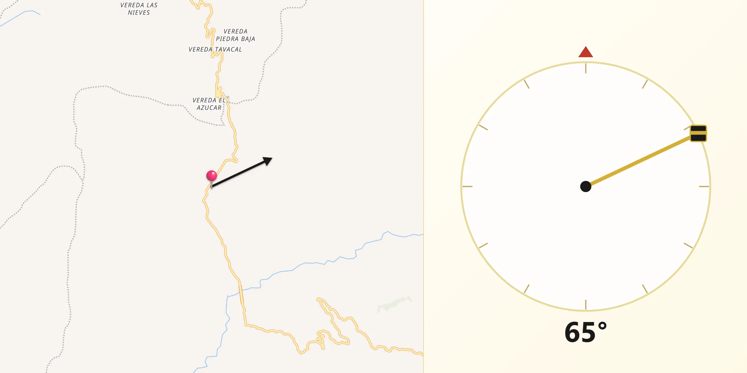 Dirección de la Qibla desde San Andrés