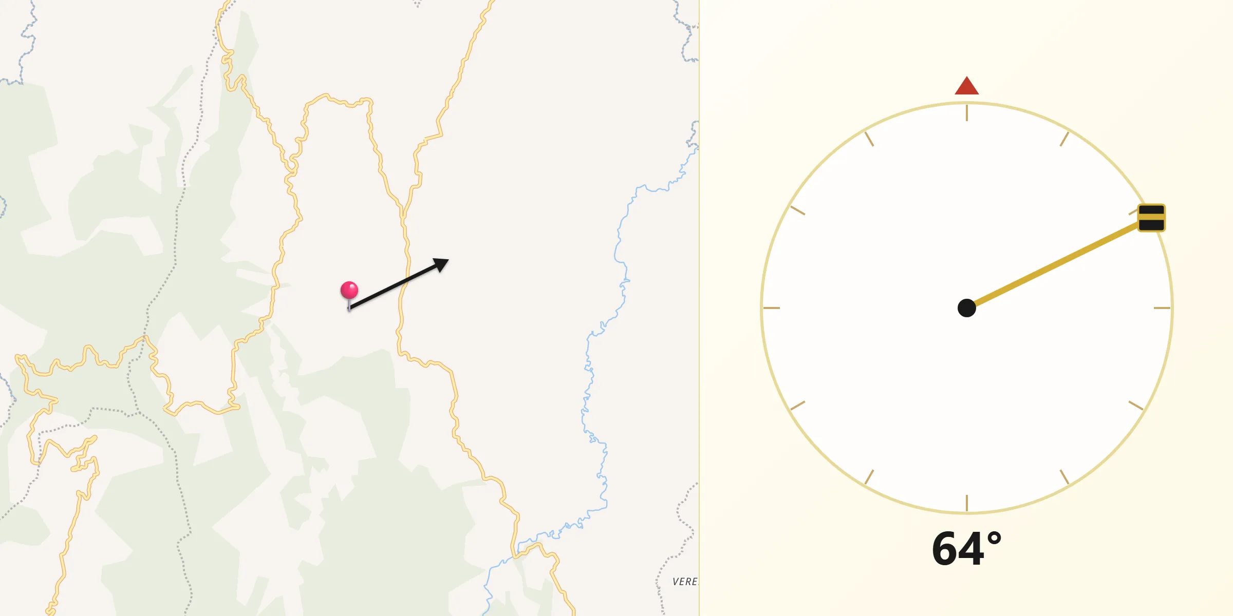 Dirección de la Qibla desde San José de la Montaña