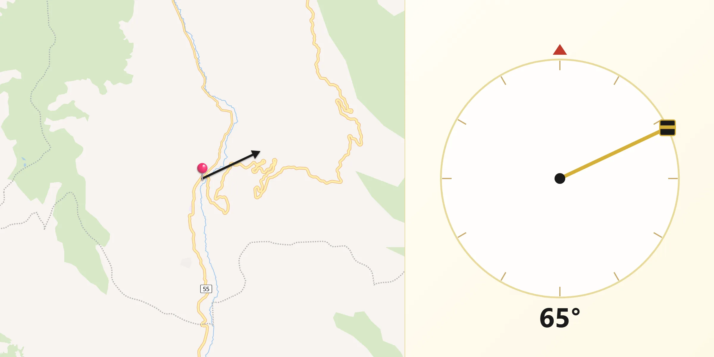 Dirección de la Qibla desde Cerrito