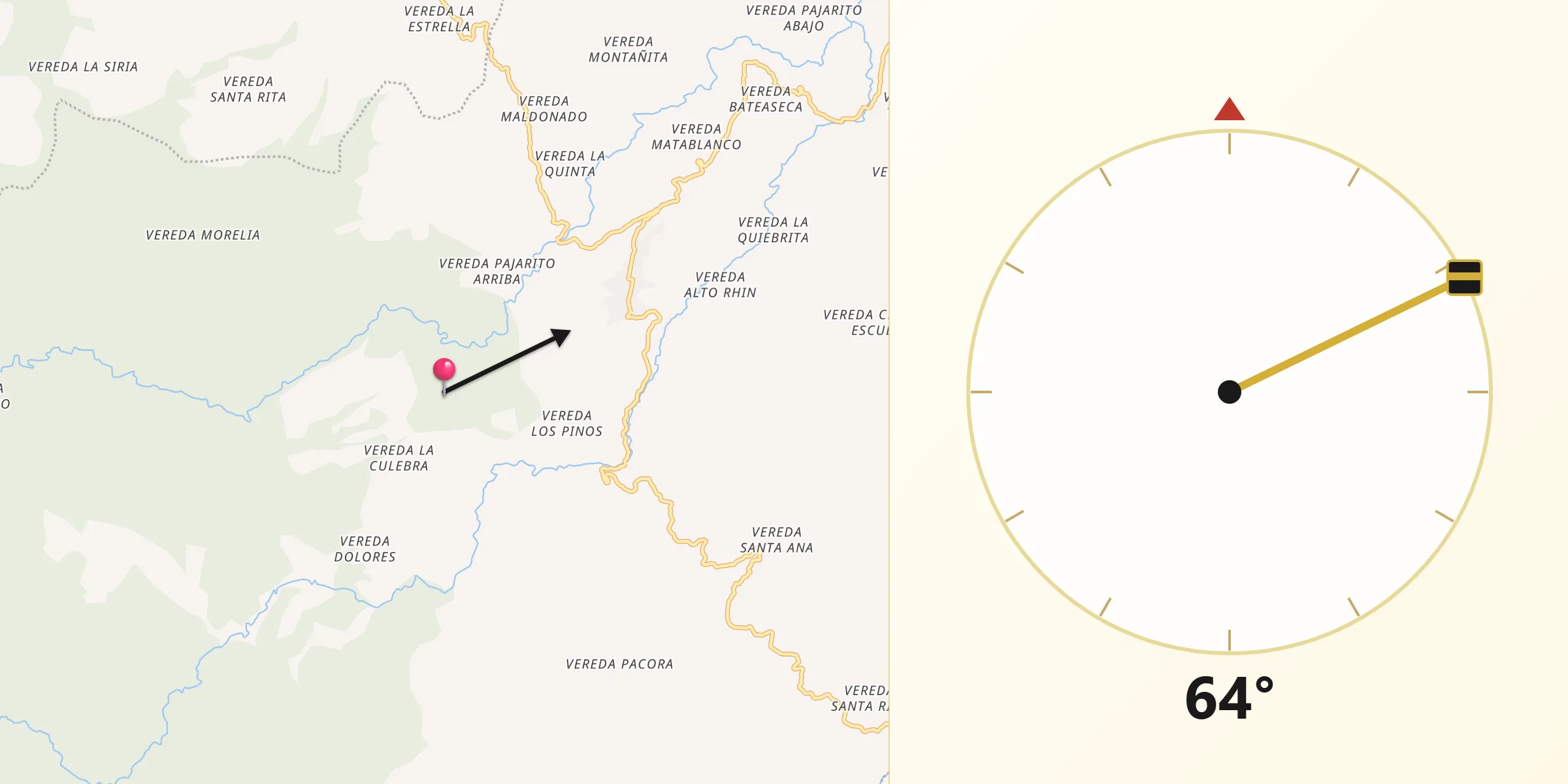 Dirección de la Qibla desde Angostura