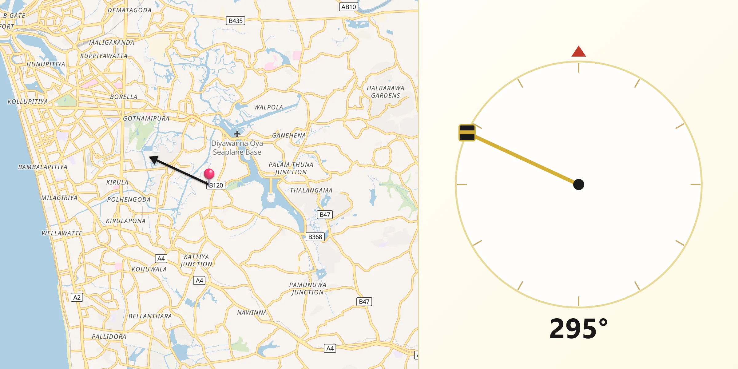 Qibla Direction from Pita Kotte