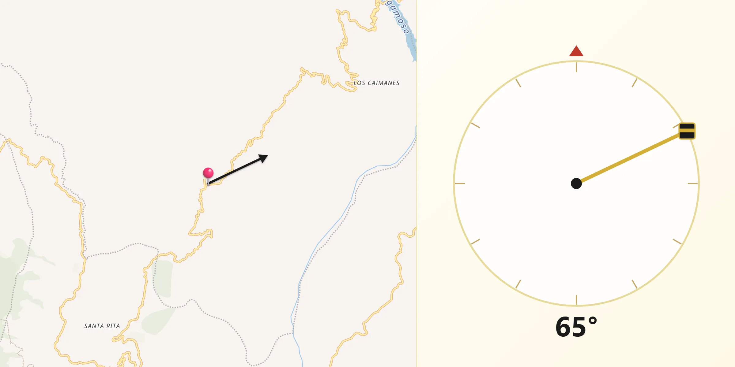 Dirección de la Qibla desde Betulia