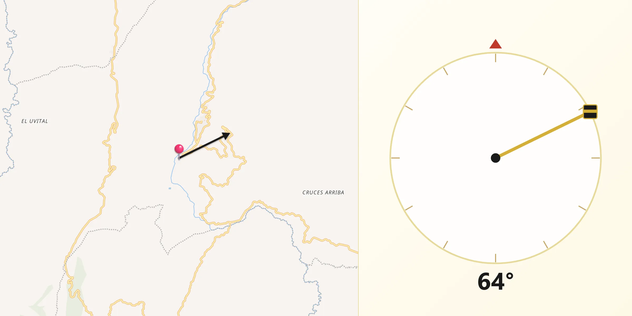 Dirección de la Qibla desde San Andrés de Cuerquía