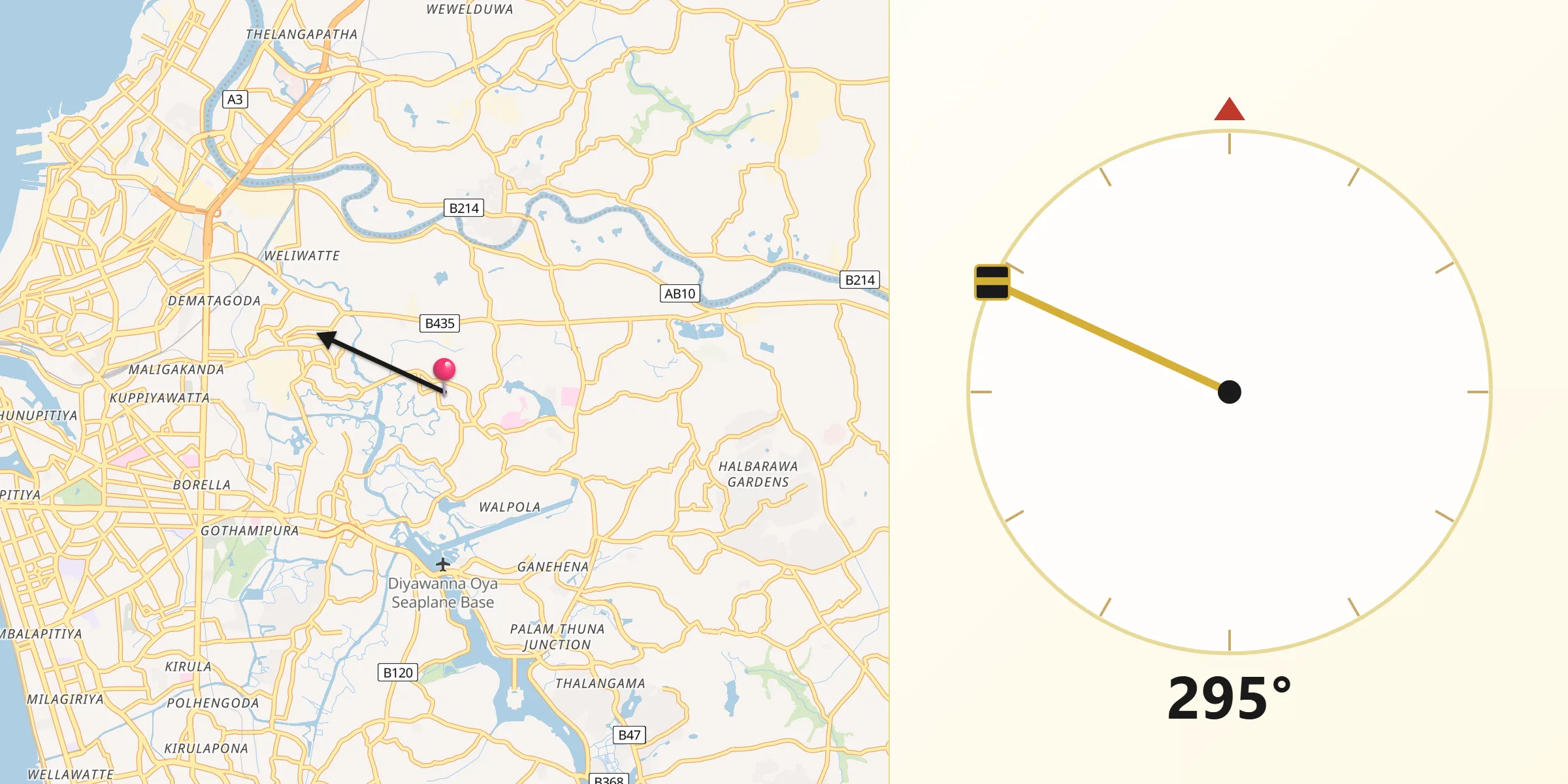 Qibla Direction from Kotikawatta