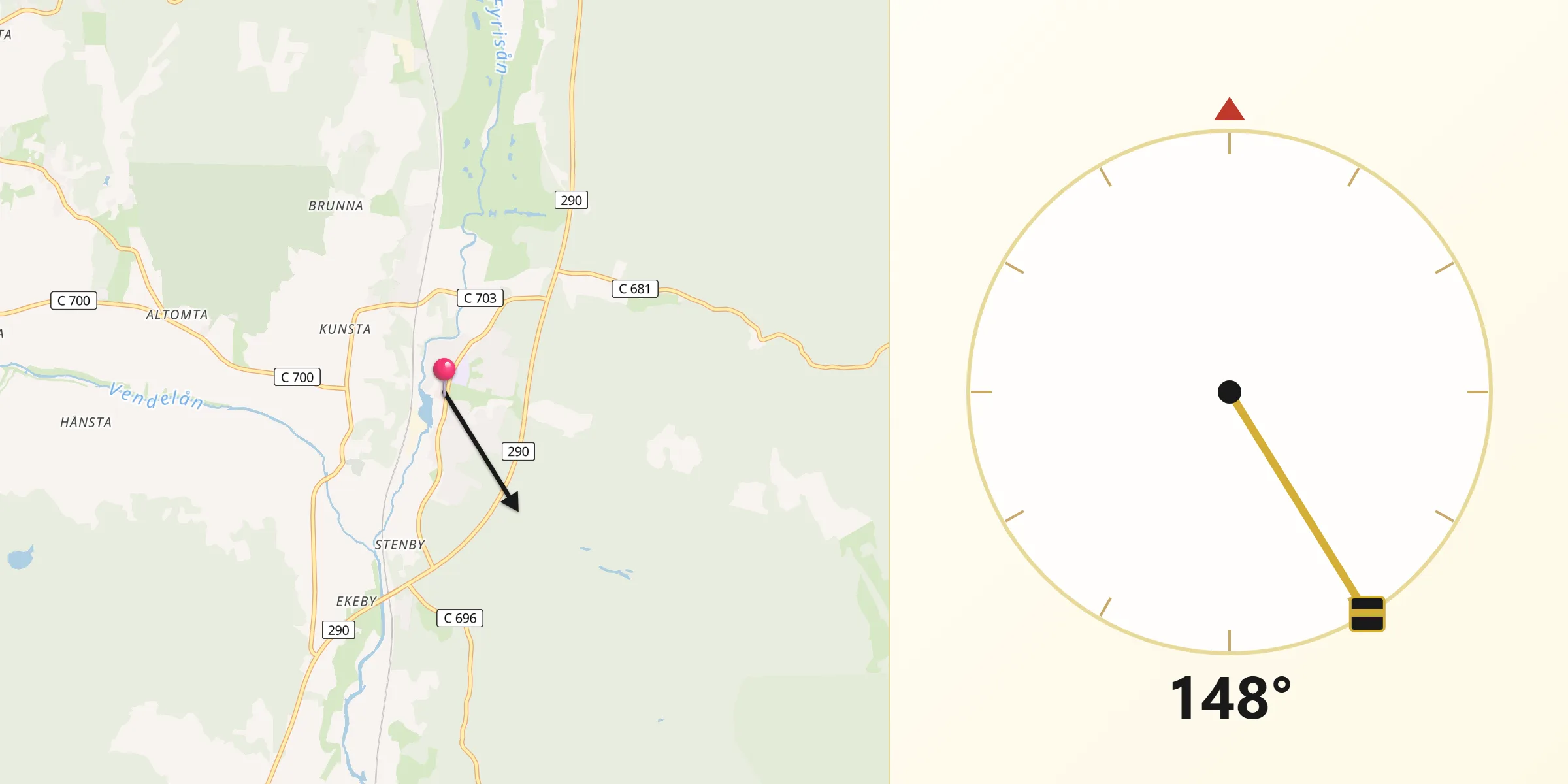 Qibla Riktning från Vattholma